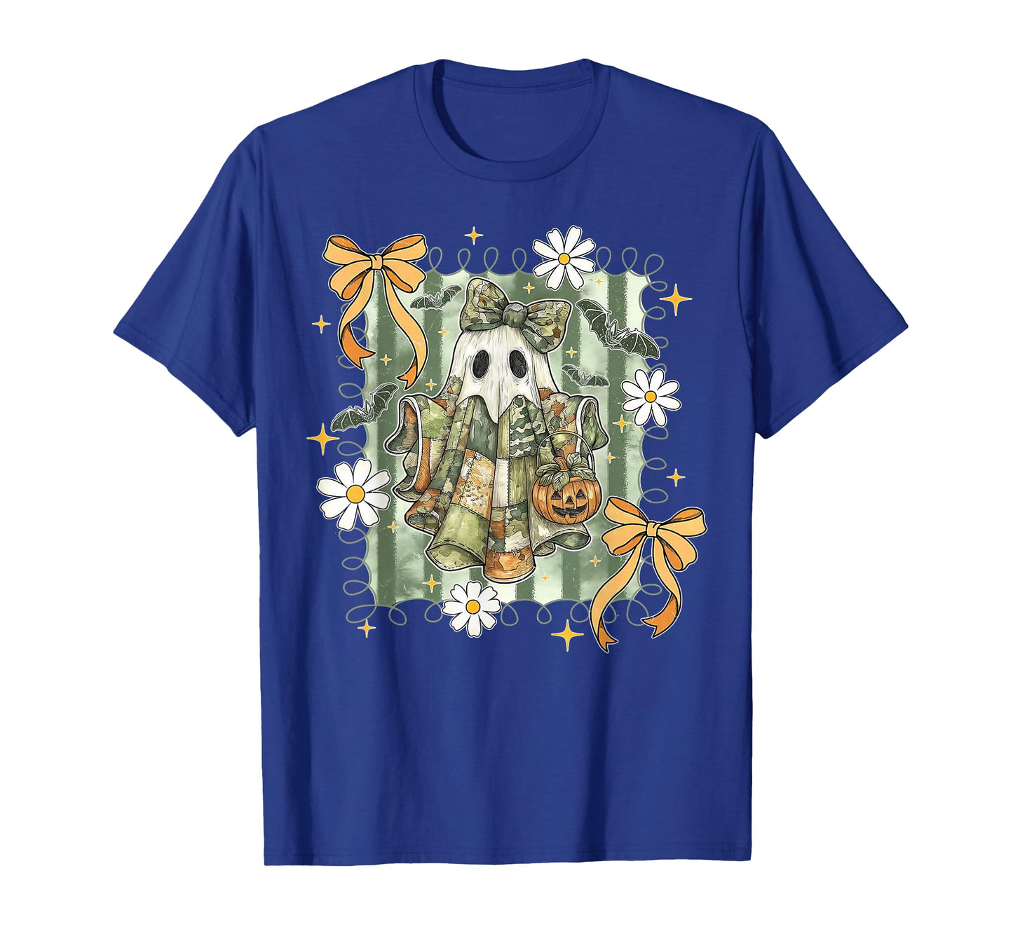 Hello Hunting Season, Coquette Bow Halloween Camo Ghost T-Shirt