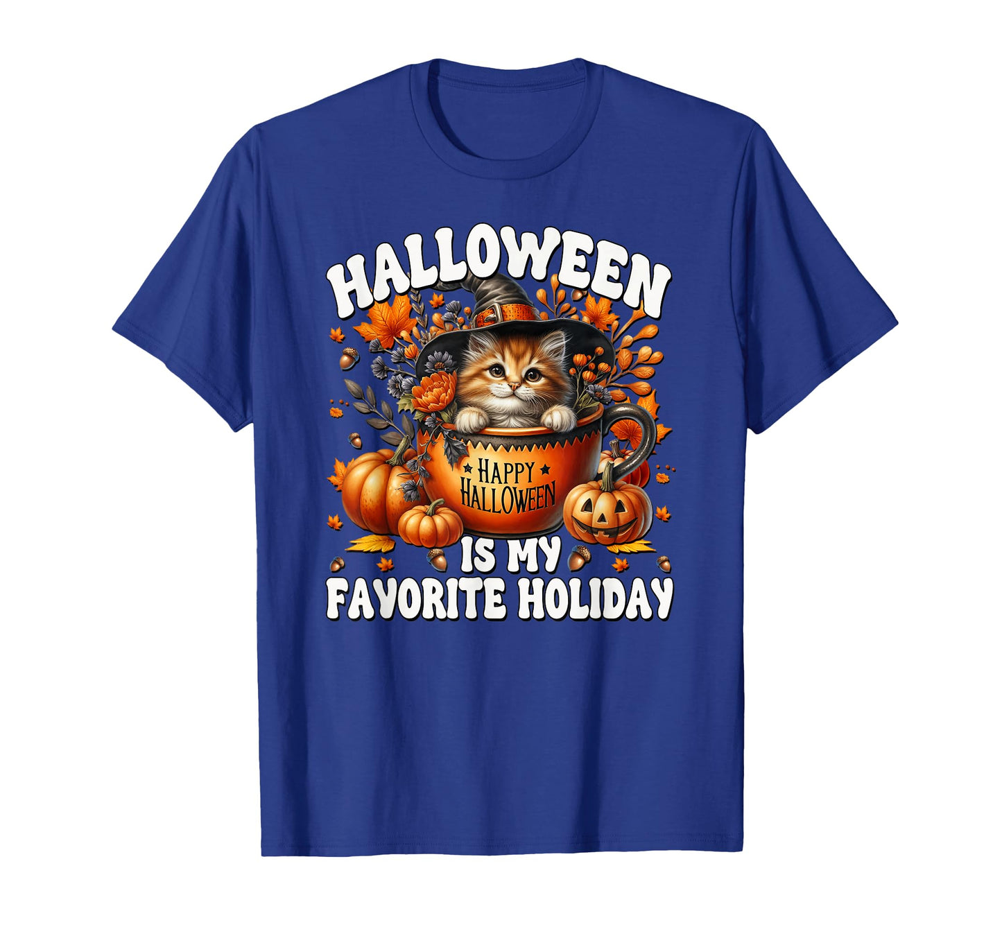 Halloween is My Favorite Holiday Graphic Happy Halloween Cat T-Shirt