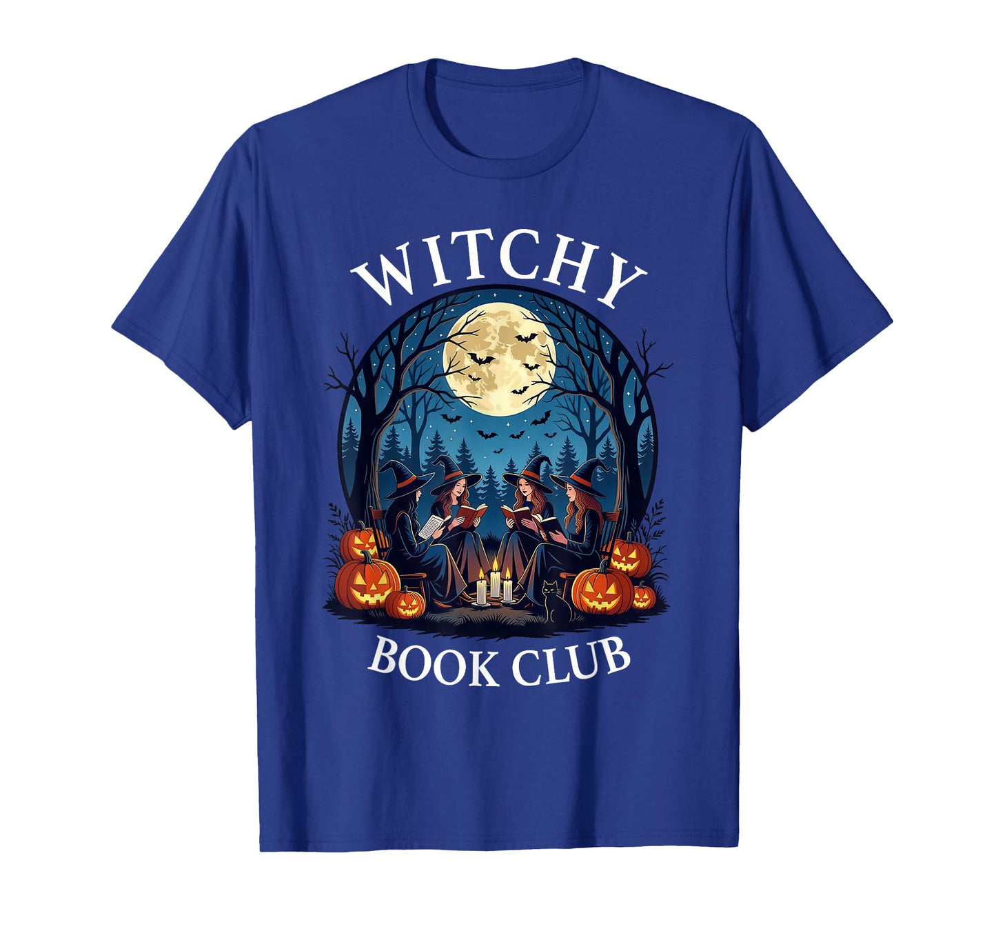 Witchy Book Club Reading Witches Halloween Moon T-Shirt