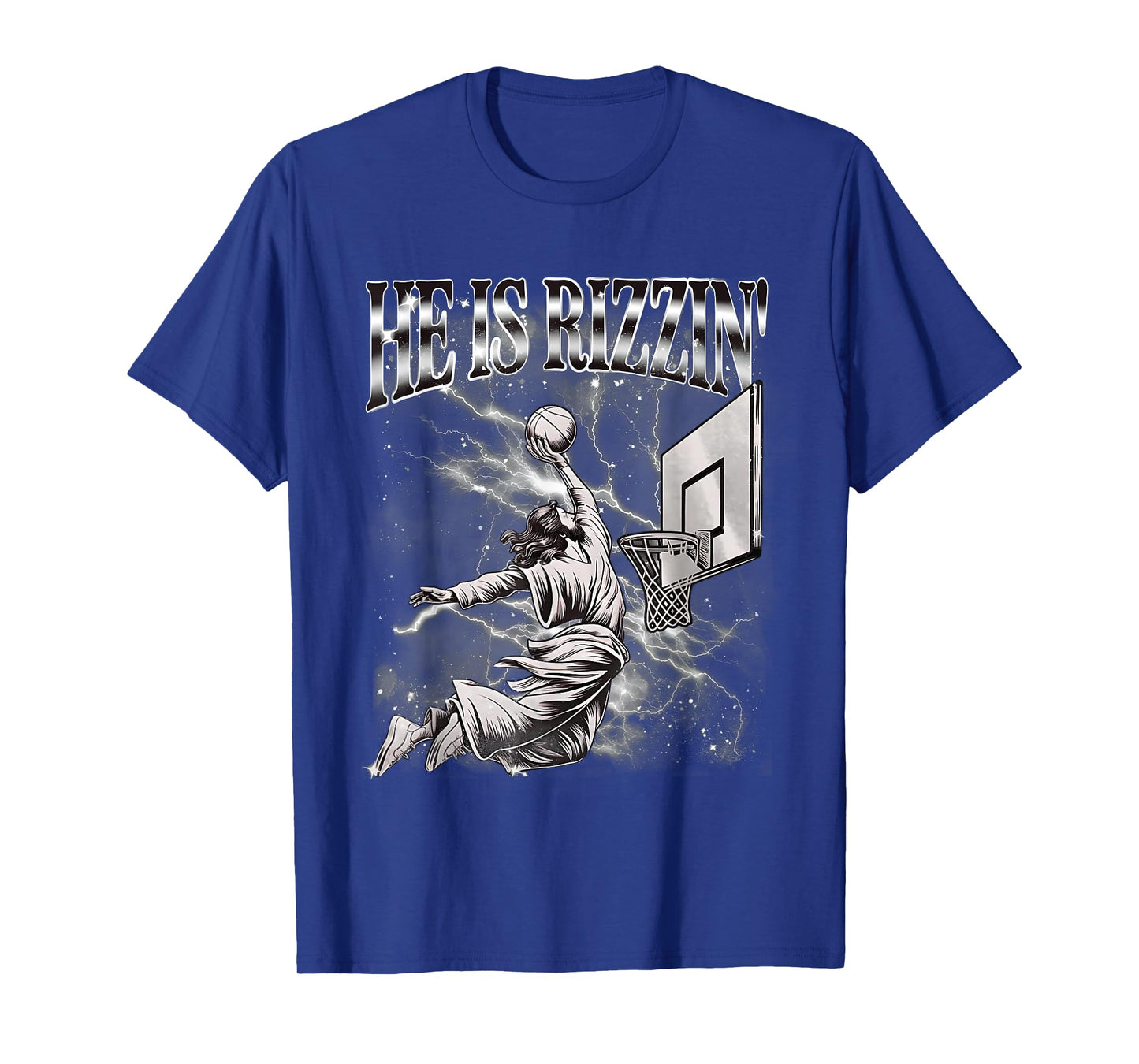 He Is Rizzin Funny Jesus Basketball Easter Christian Men Boy T-Shirt