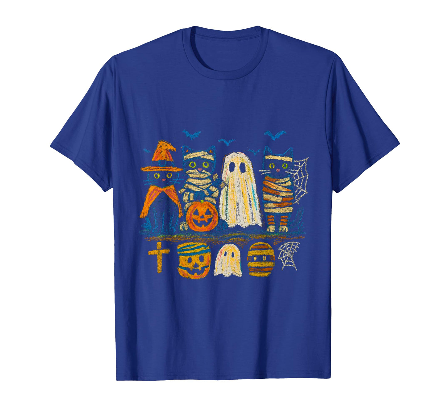 Halloween Cats Witch, Mummy, Ghost & Pumpkin Vintage T-Shirt