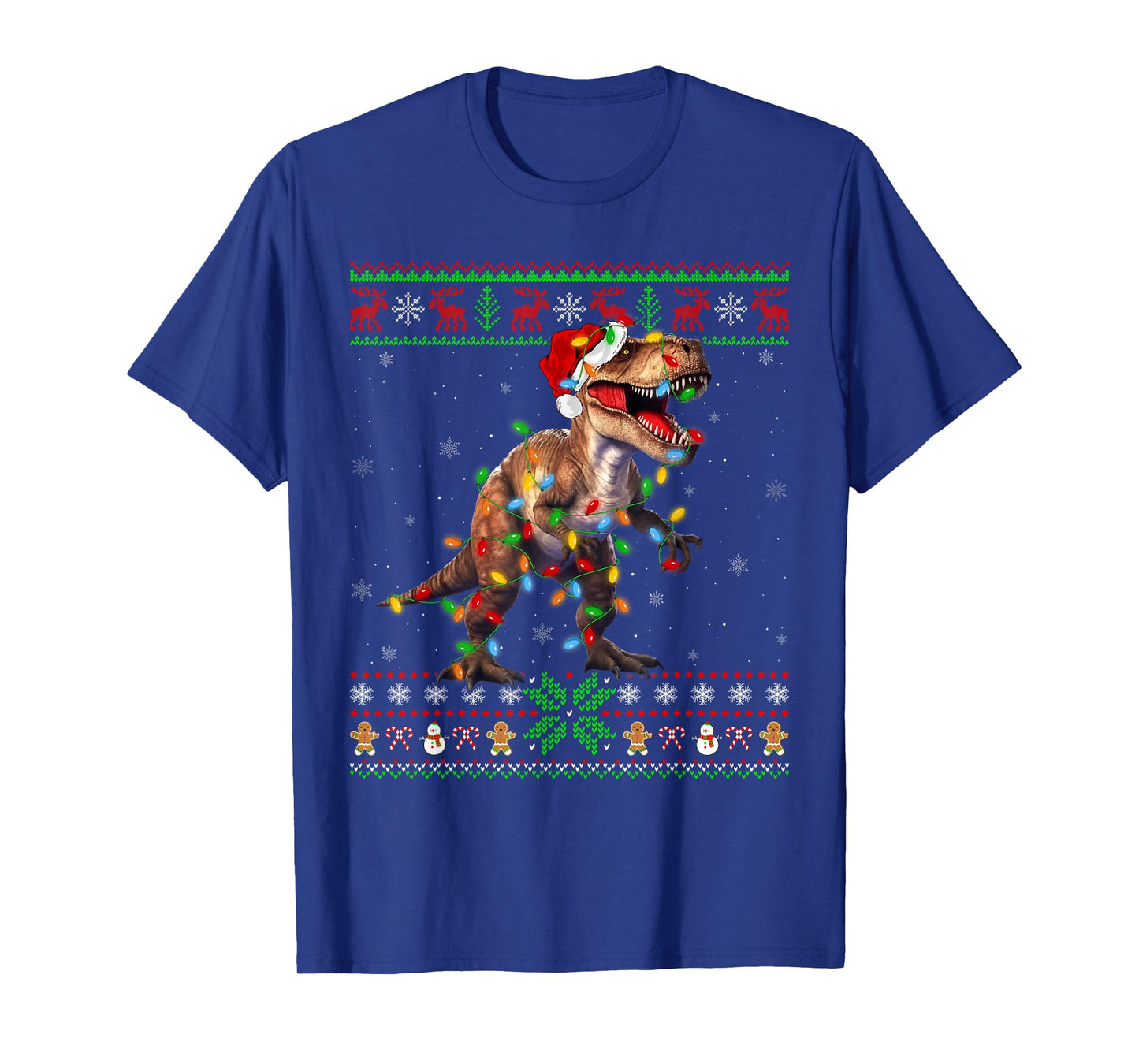Dinosaur T-Rex Lights Xmas Ugly Sweater T-Rex Christmas T-Shirt