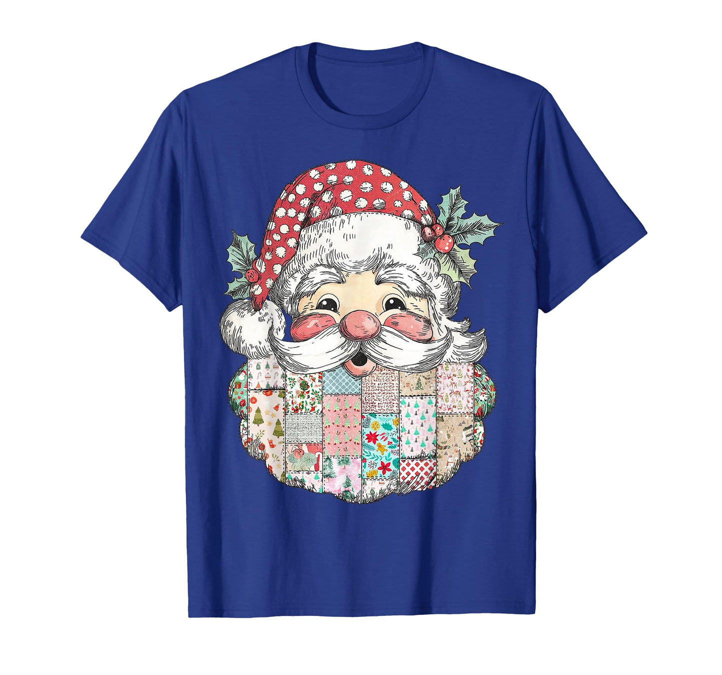 Patchwork Santa Claus Retro Merry Christmas Men Woman Kid T-Shirt