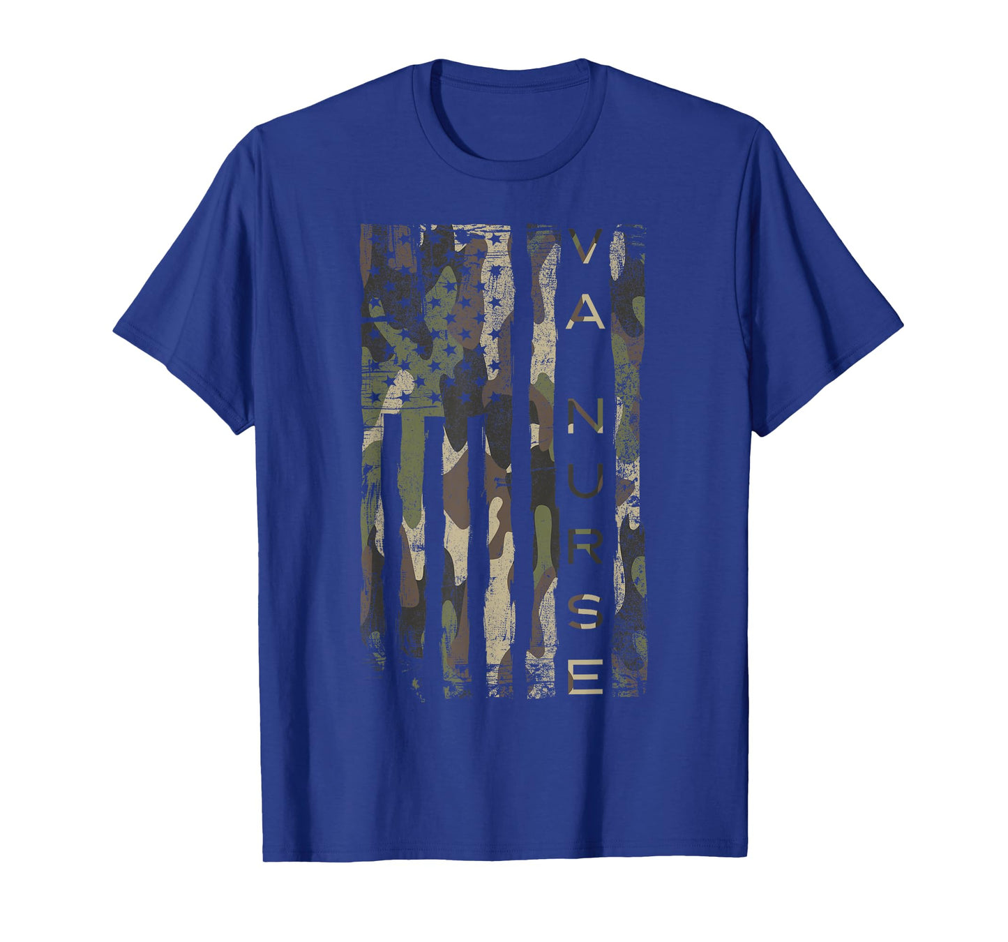 Camouflage VA NURSE Patriotic USA Flag T-Shirt
