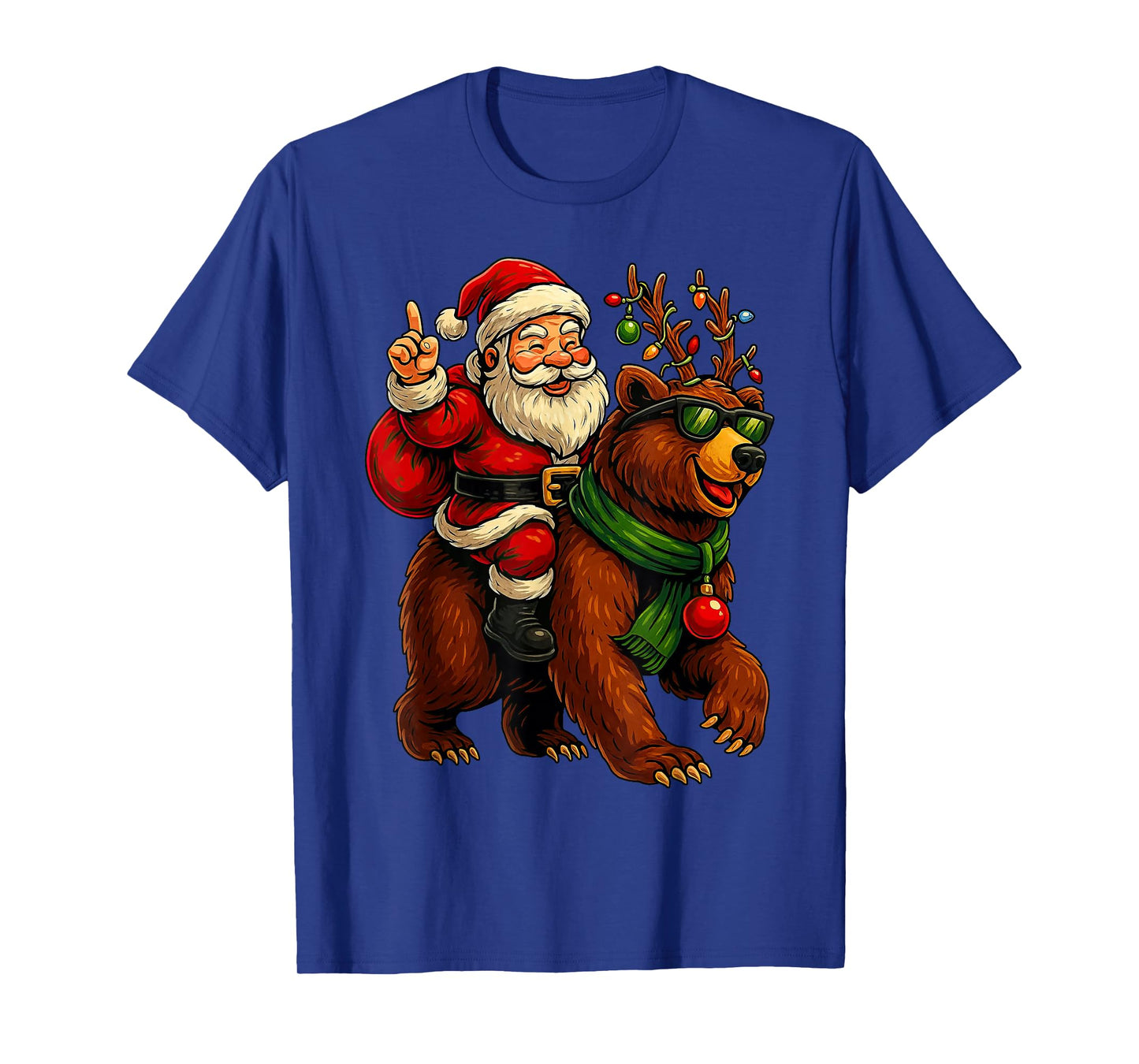 Cute Santa Claus Bear Reindeer Festive Xmas T-Shirt