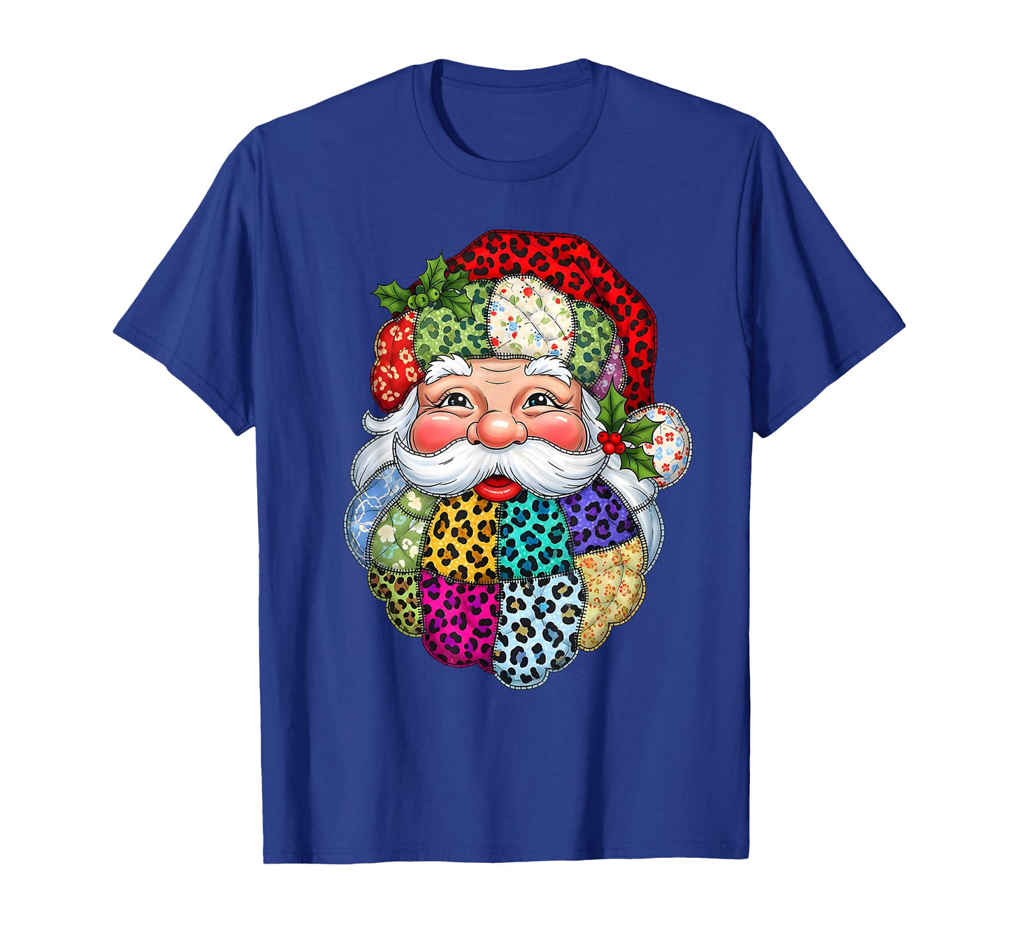 Merry Christmas Patchwork Santa Claus Face X-mas Holiday T-Shirt