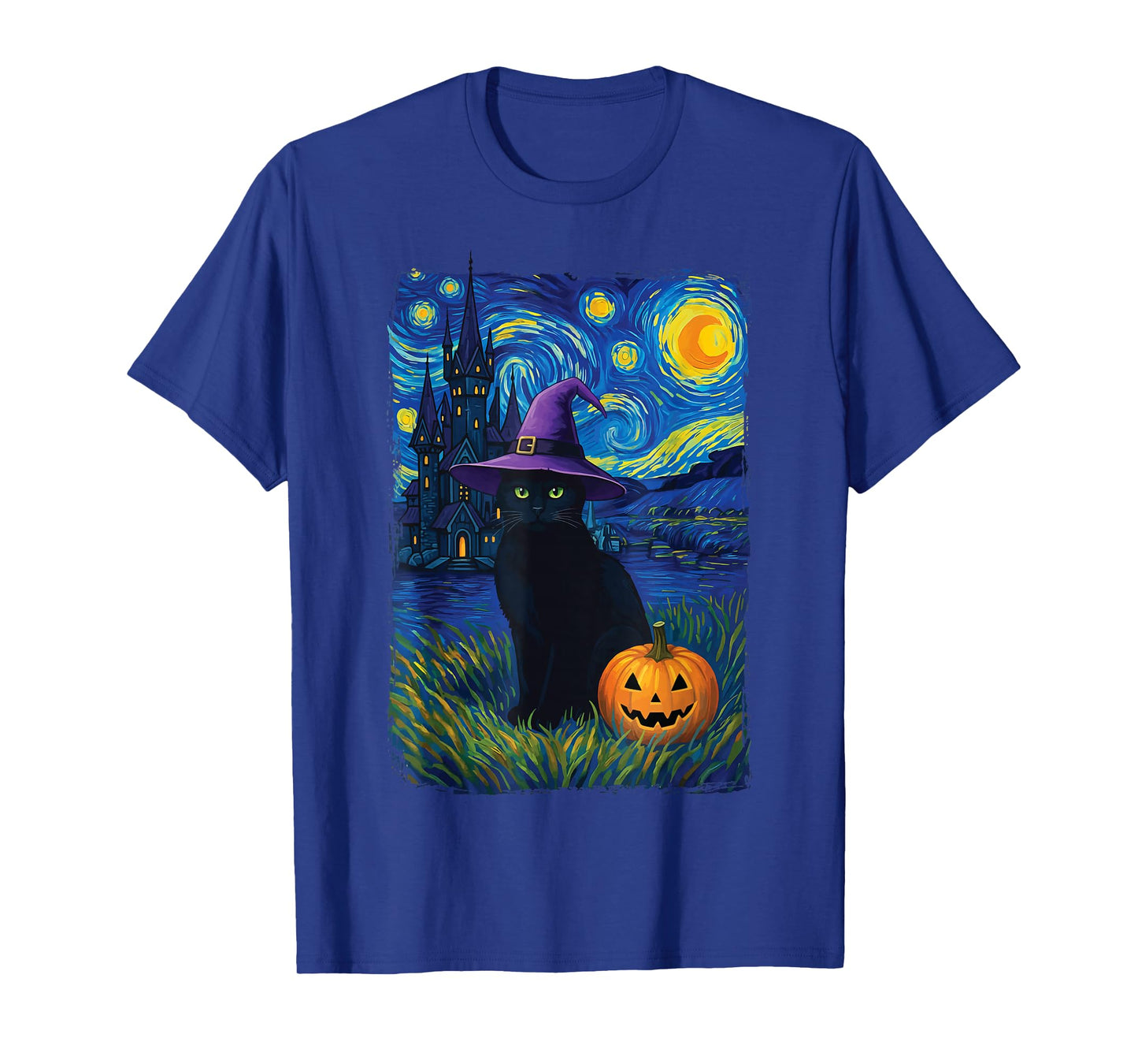 Cat Starry Night Halloween T-Shirt