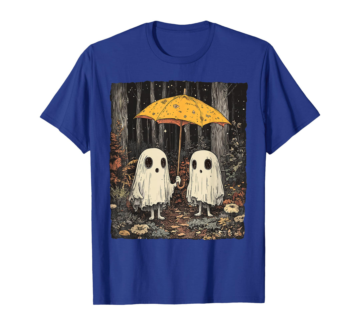 Vintage Floral Ghost Halloween Ghost in the Forest Gothic T-Shirt