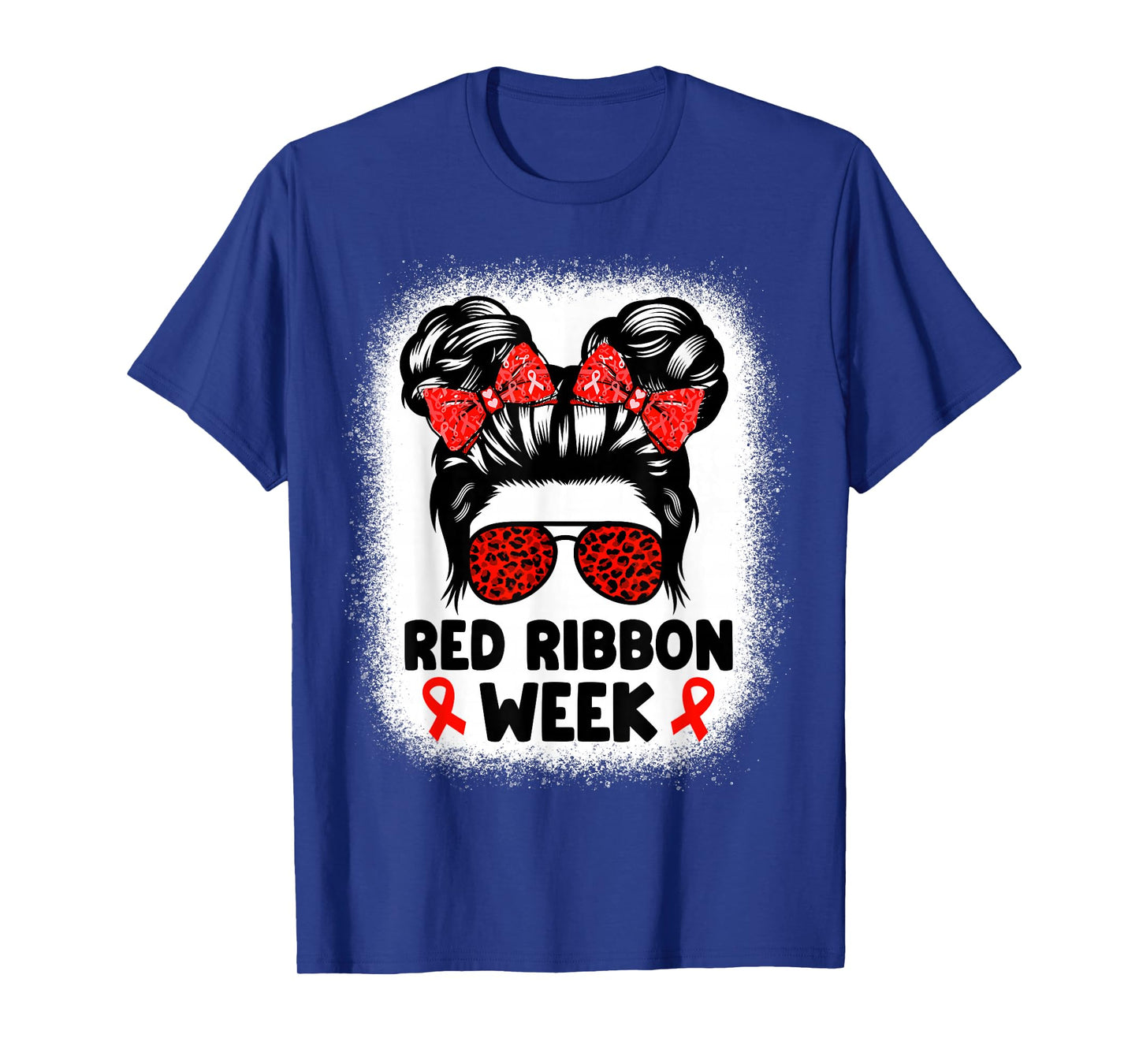 Red Ribbon Week Women Messy Bun Red Ribbon Week Awareness T-Shirt
