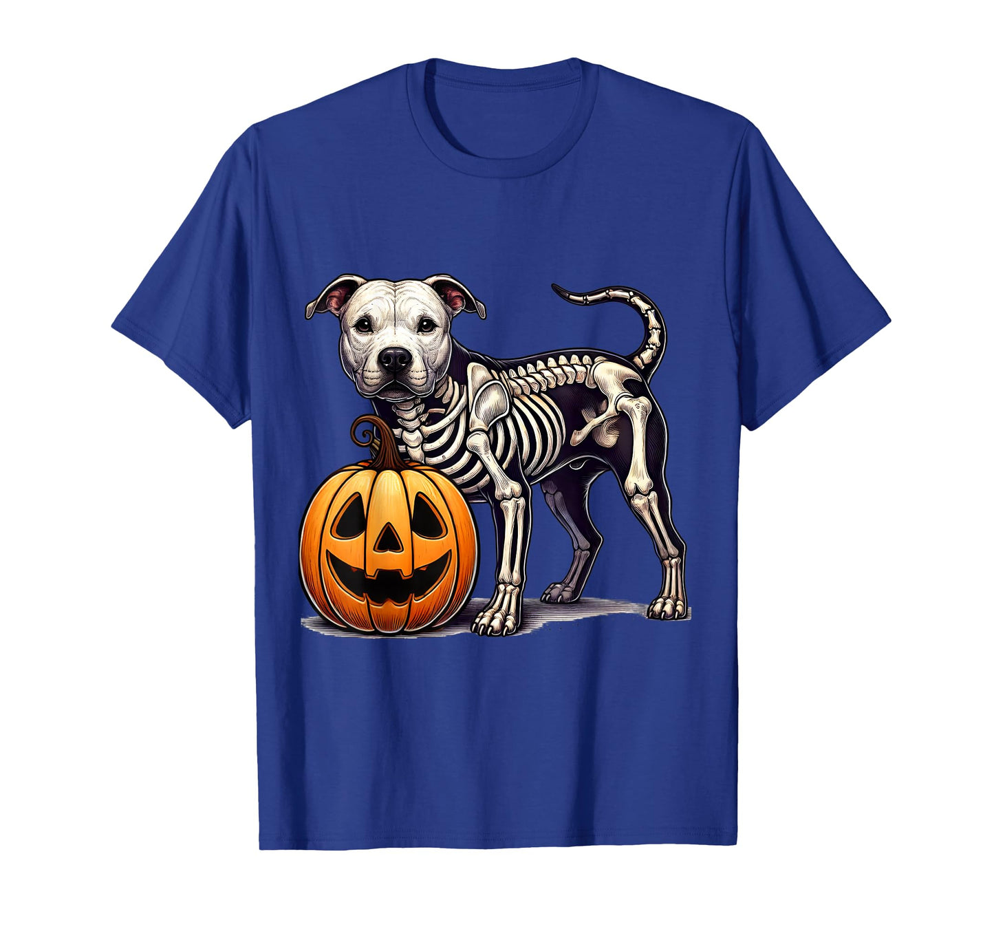 Pit bull Skeleton Jack O Lantern Funny Dog Halloween T-Shirt
