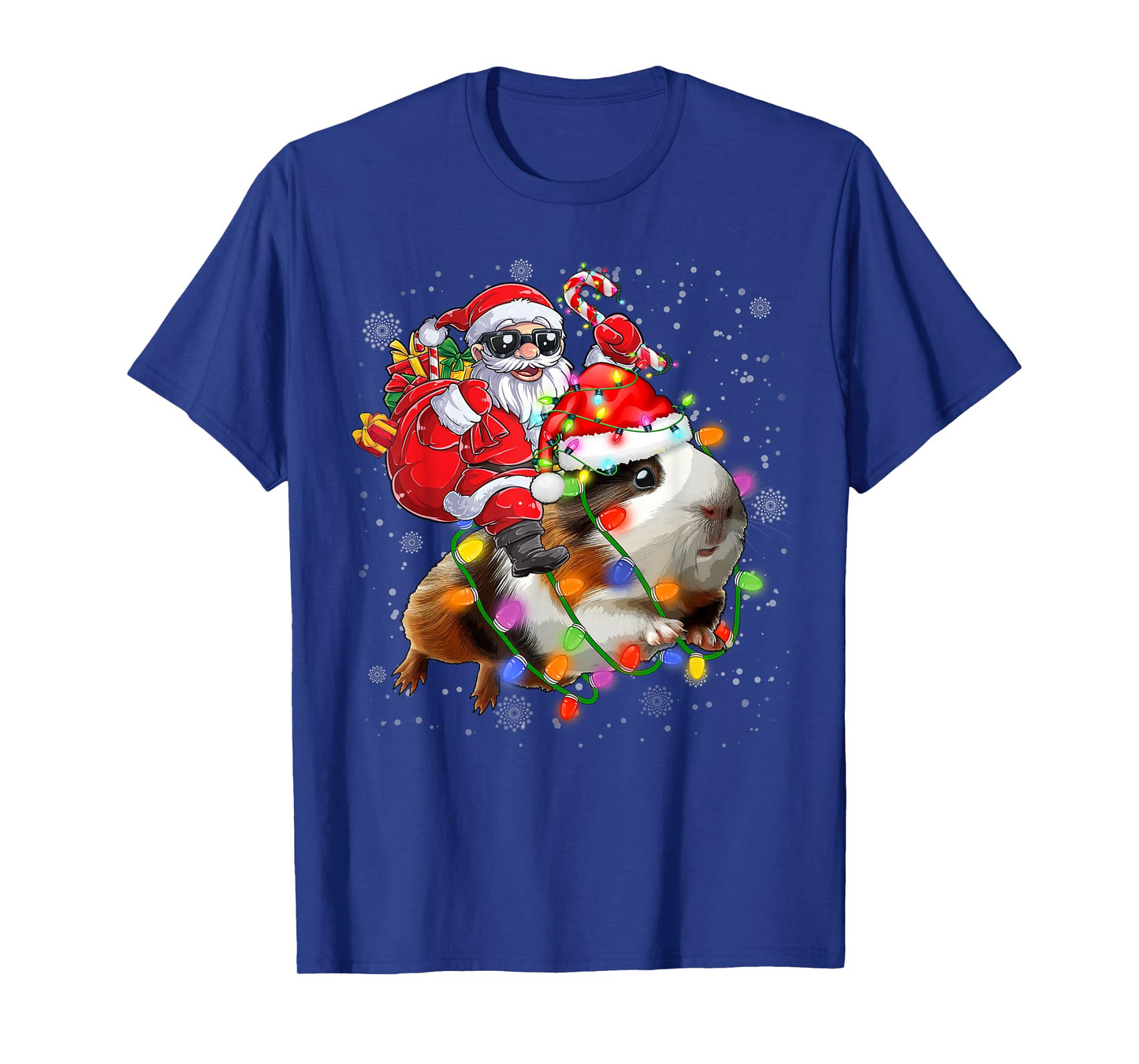 Funny Guinea Pig Christmas Santa Hat Xmas Lights T-Shirt