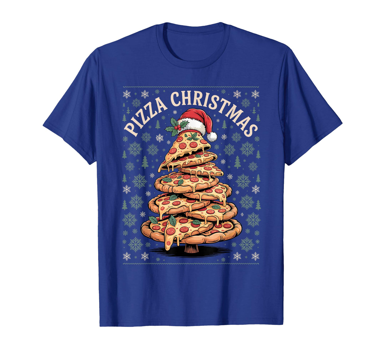 Pizza Christmas Tree Funny Holiday Food Lover Xmas Women Men T-Shirt