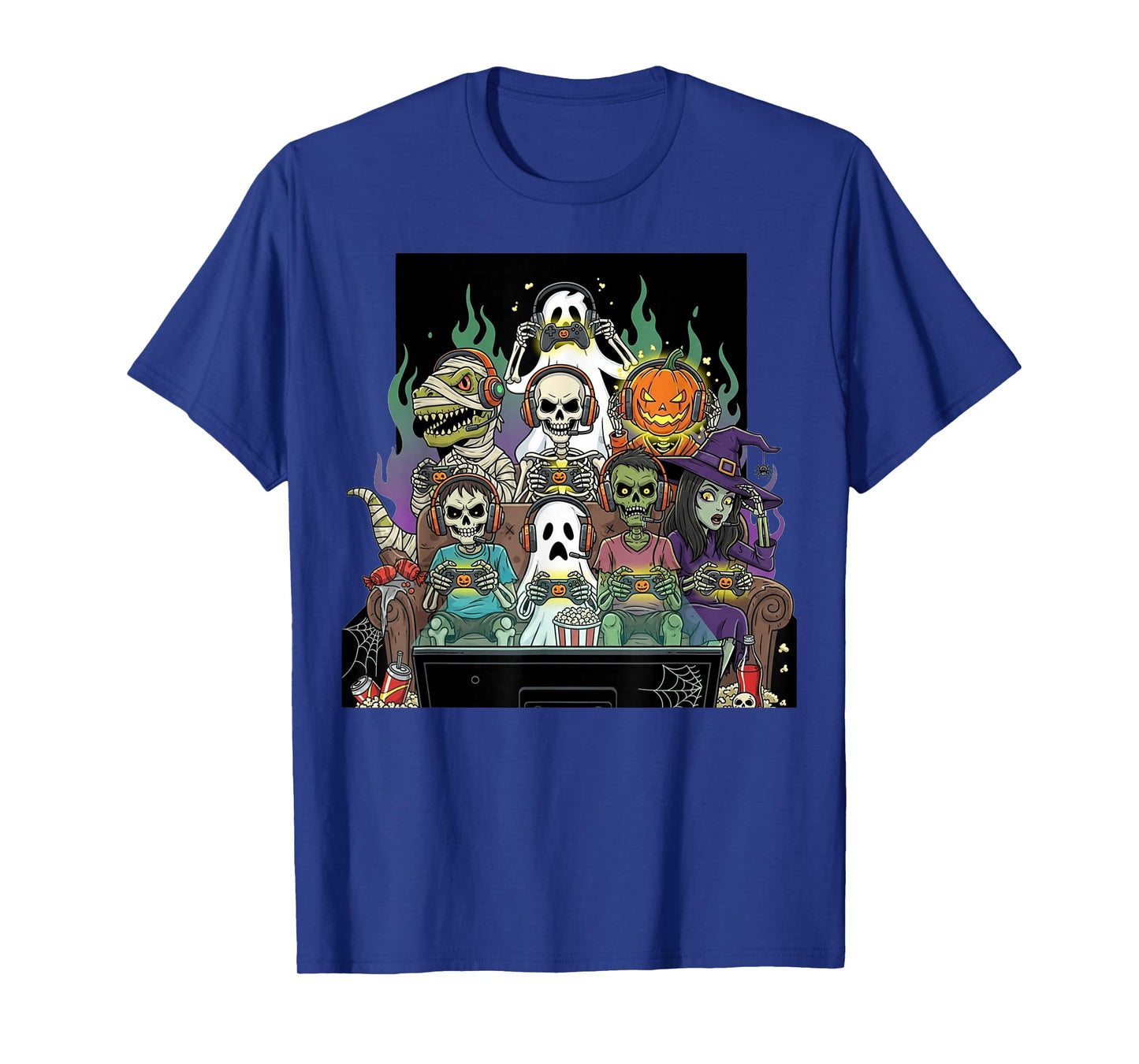 Halloween Boys Kids Gamer Dinosaur Skeleton Ghost Witch T-Shirt