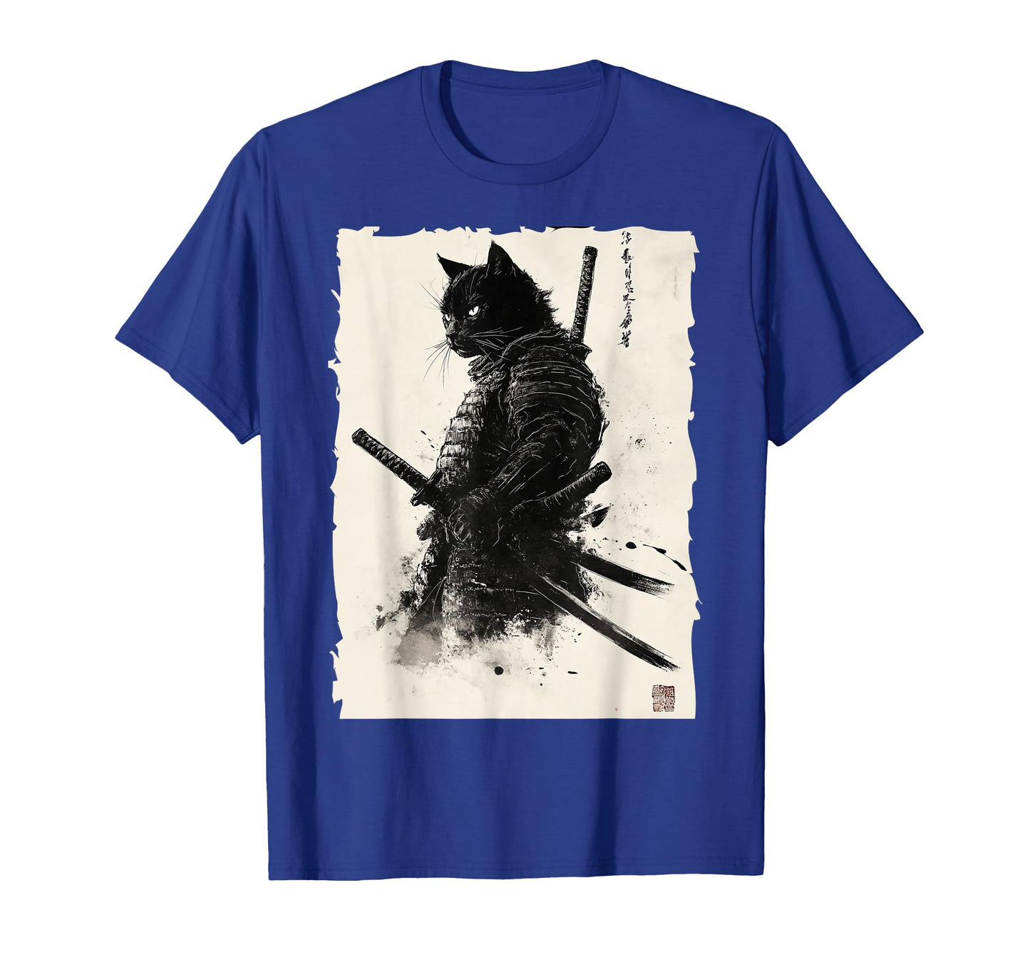 Black cat Vintage Japanese Samurai Cat Retro Ukiyo-e Artwork T-Shirt