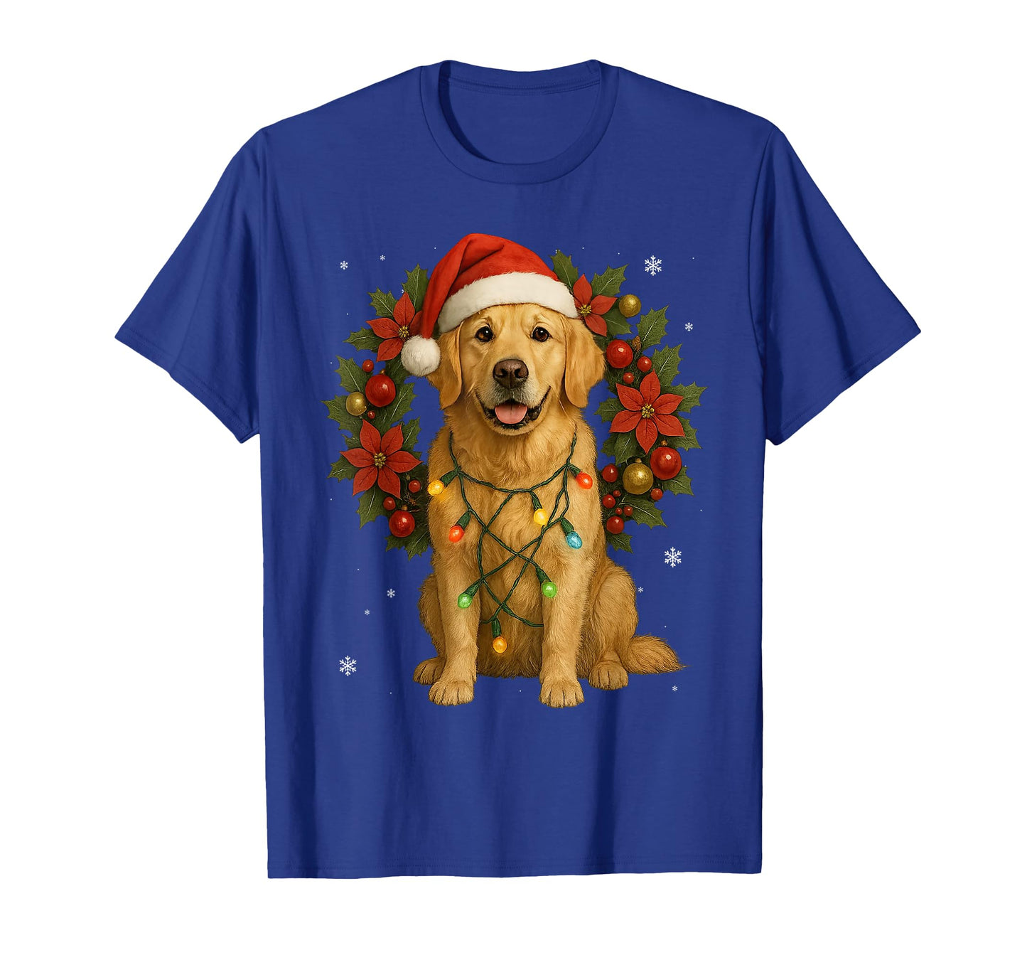 Golden Retriever Christmas Dog Festive Wreath Xmas T-Shirt