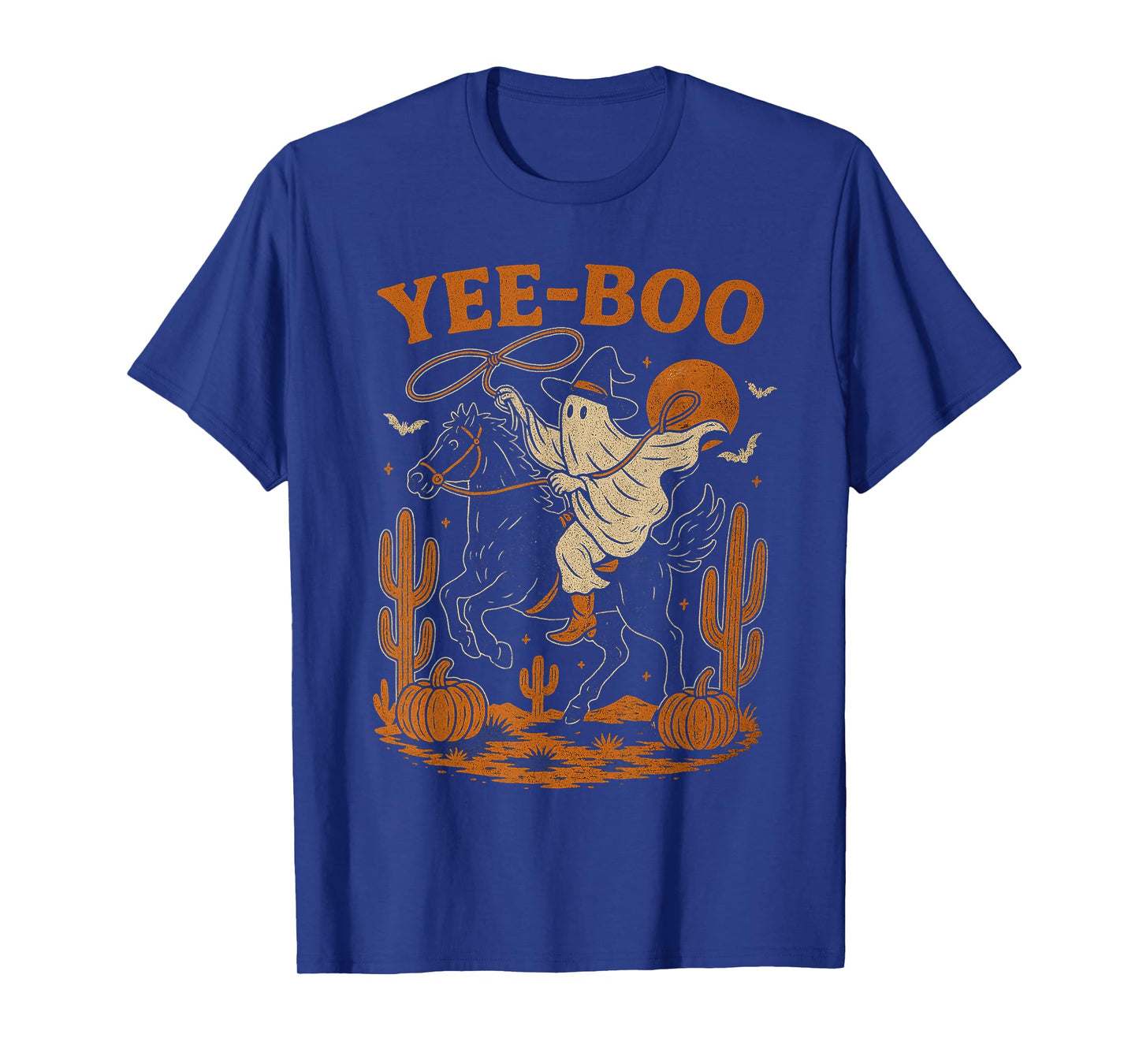 Yee Boo Ghost Riding Horse Halloween Pumpkin Moon Western T-Shirt