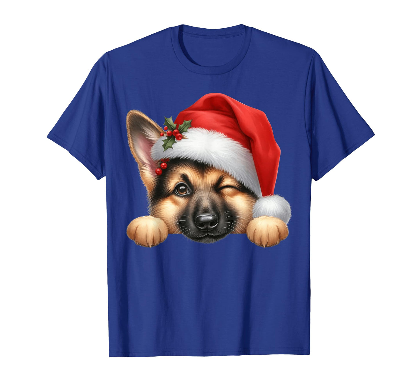 German Shepherd Dog Christmas Santa Hat Dog Mom Dad T-Shirt