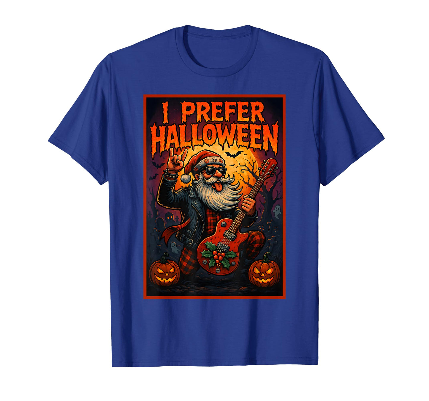 Rock Santa I Prefer Halloween Christmas Mashup Outfit T-Shirt