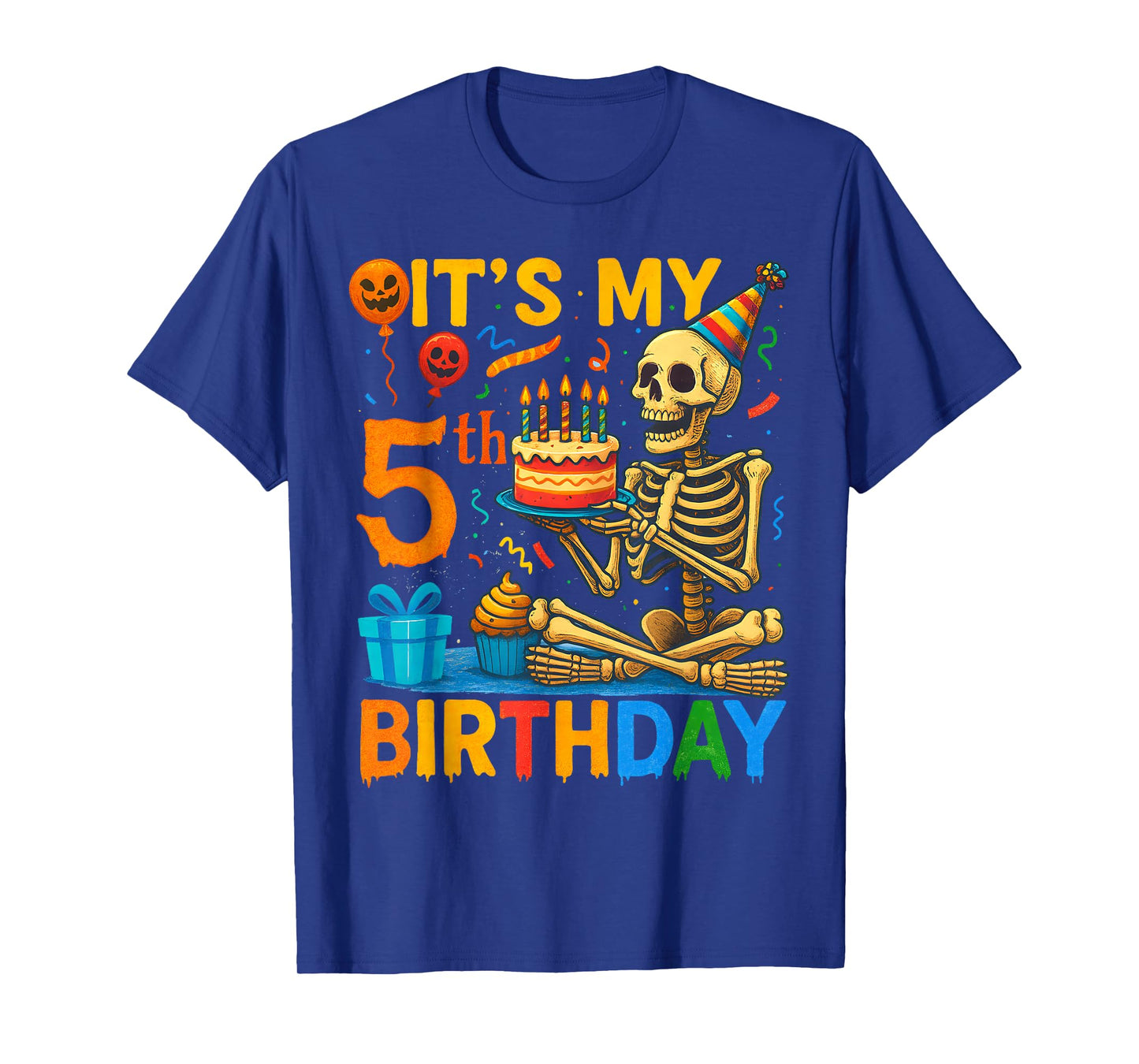 5th Birthday Halloween Skeleton Matching Party T-Shirt