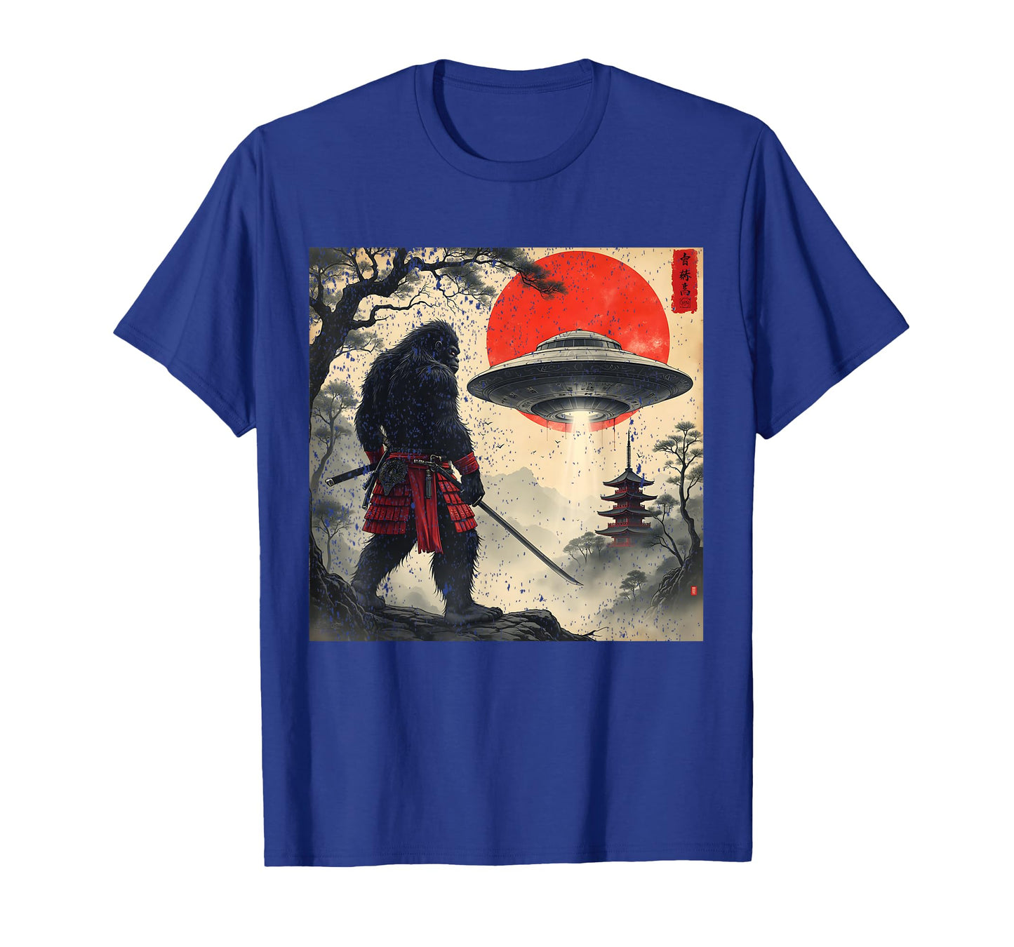 Samurai Bigfoot Japanese UFO Vintage Graphic Ukiyo-e Art T-Shirt