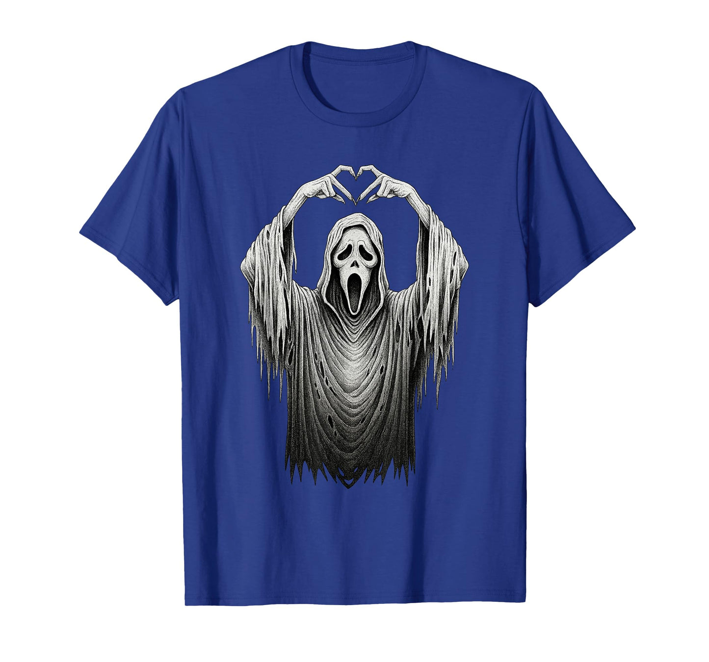 Vintage Ghost Face Heart Sign Hands Horror Costume Halloween T-Shirt