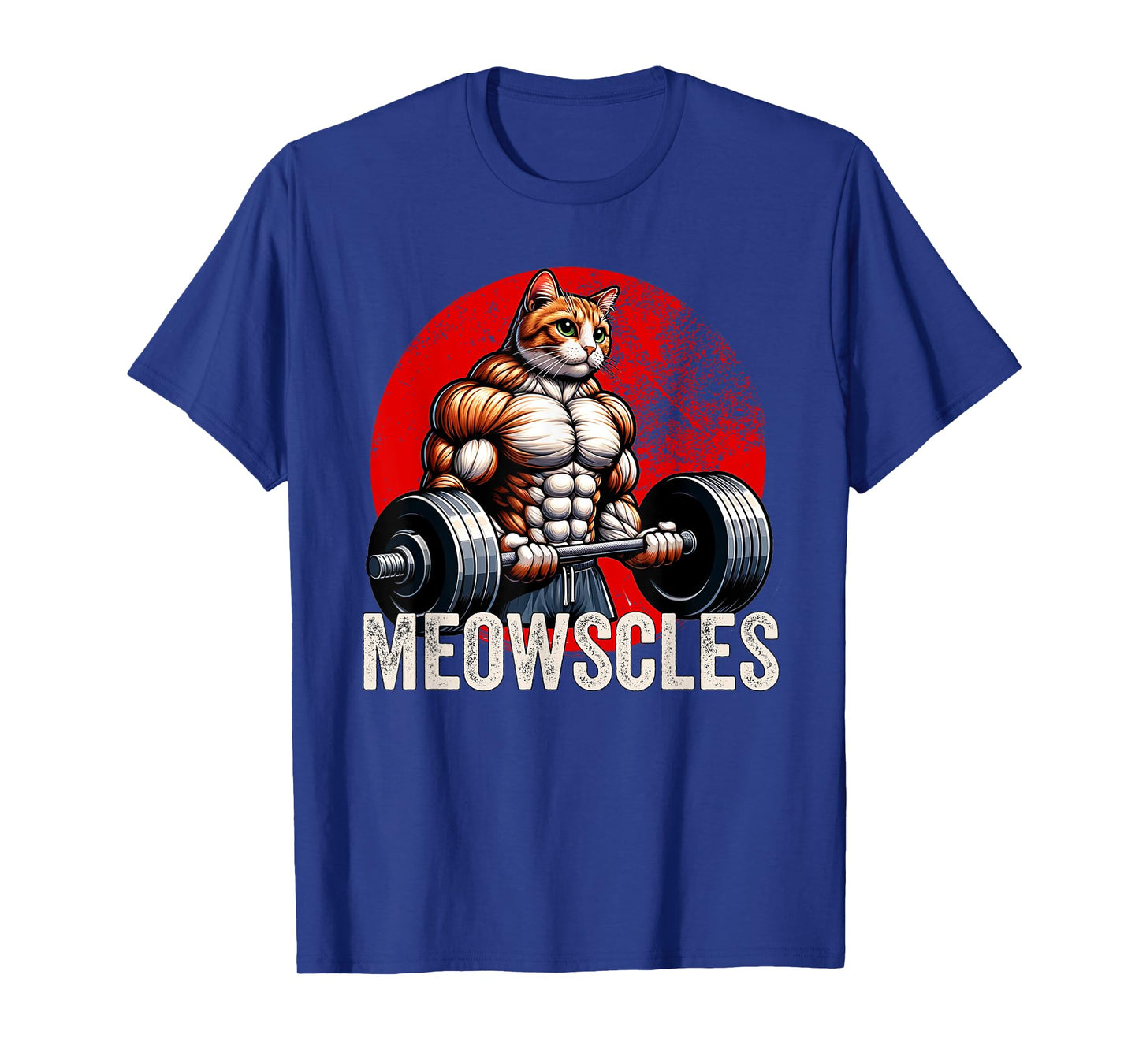 Funny Cat Meowscles Gym Weightlifting Cats Lovers Men Boys T-Shirt