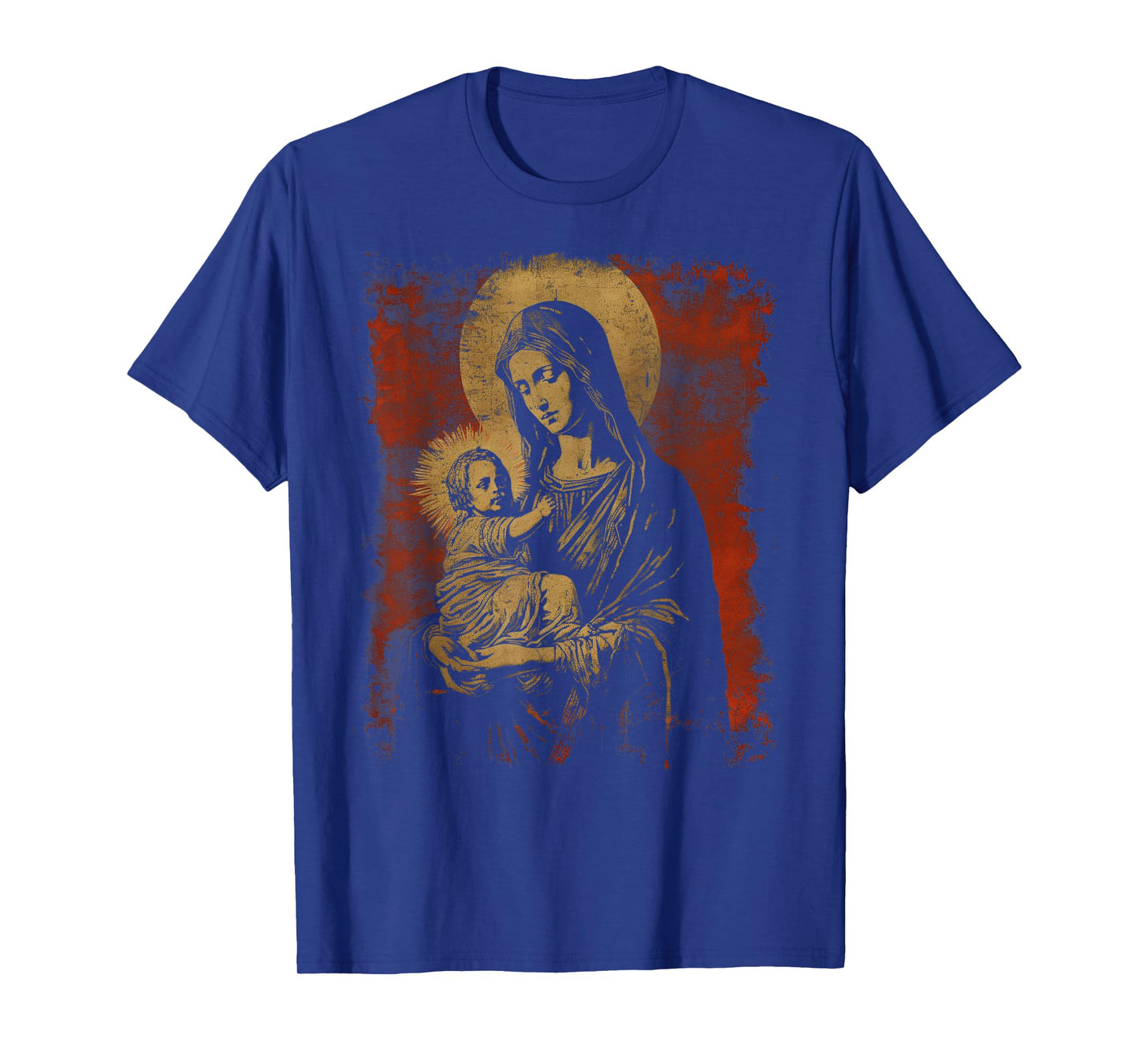 Mary & Jesus Retro Distressed 90s Goth Grunge Vibes Graphic T-Shirt