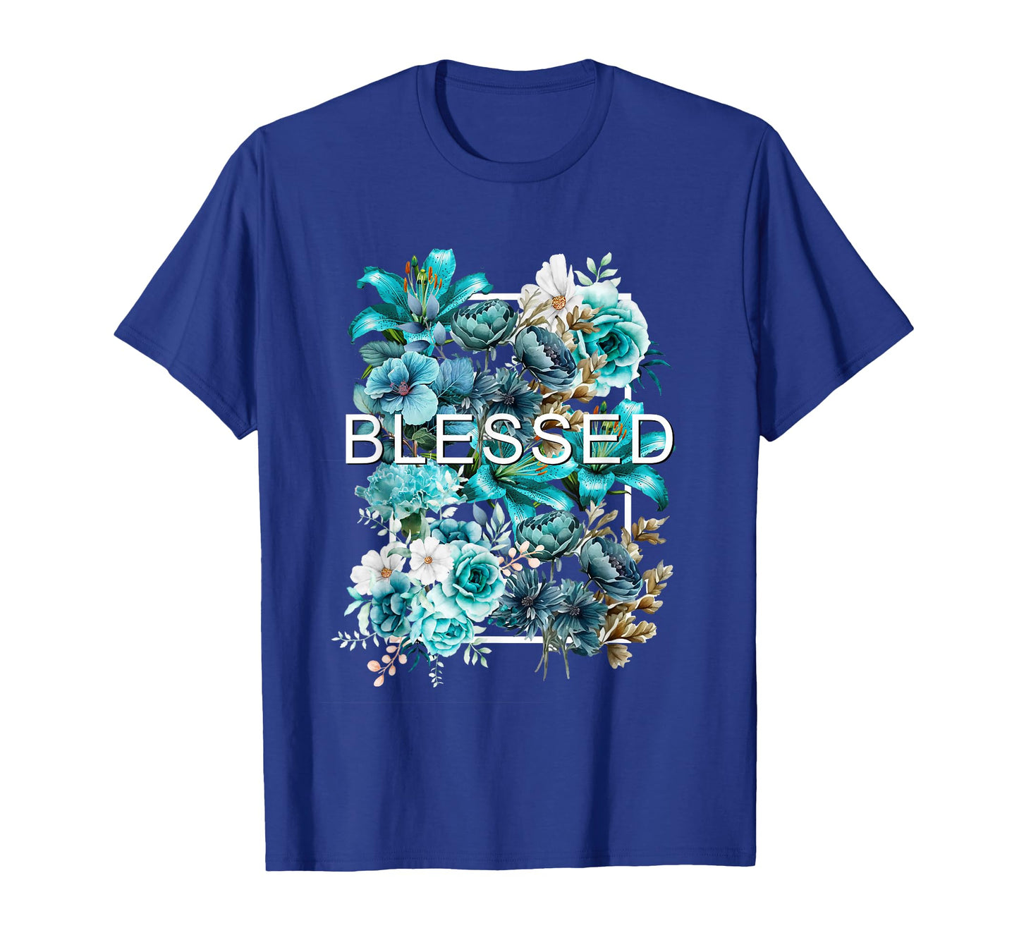 Teal Aqua Blessed & Blooming Teal Aqua Graphic T-Shirt