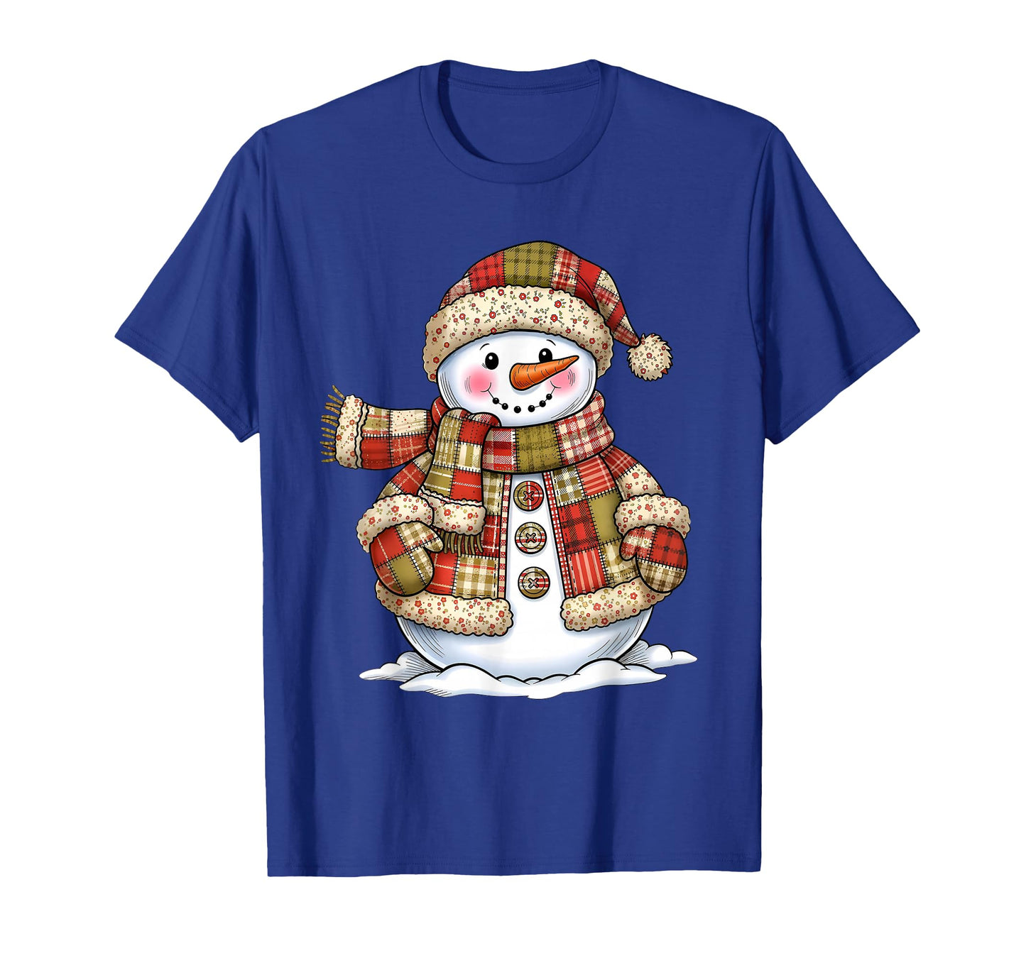Snowman Patchwork Merry Christmas Snowflake Pajamas Holiday T-Shirt