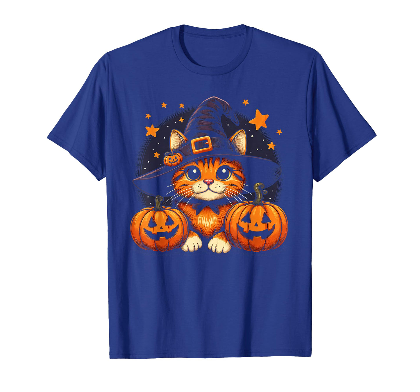 Orange Tabby Cat Halloween Graphic for Men Women Cat Lover T-Shirt