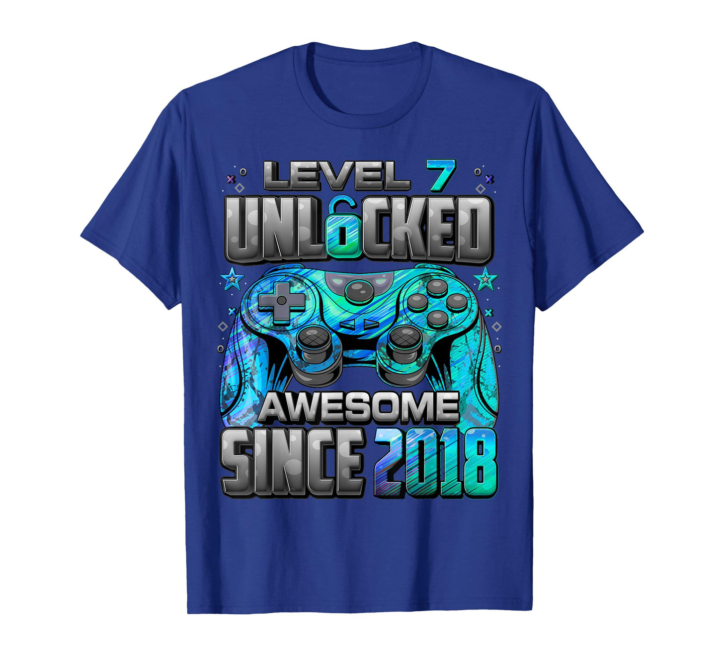 Level 7 Unlocked Awesome Since 2018 7th Birthday Gaming T-Shirt