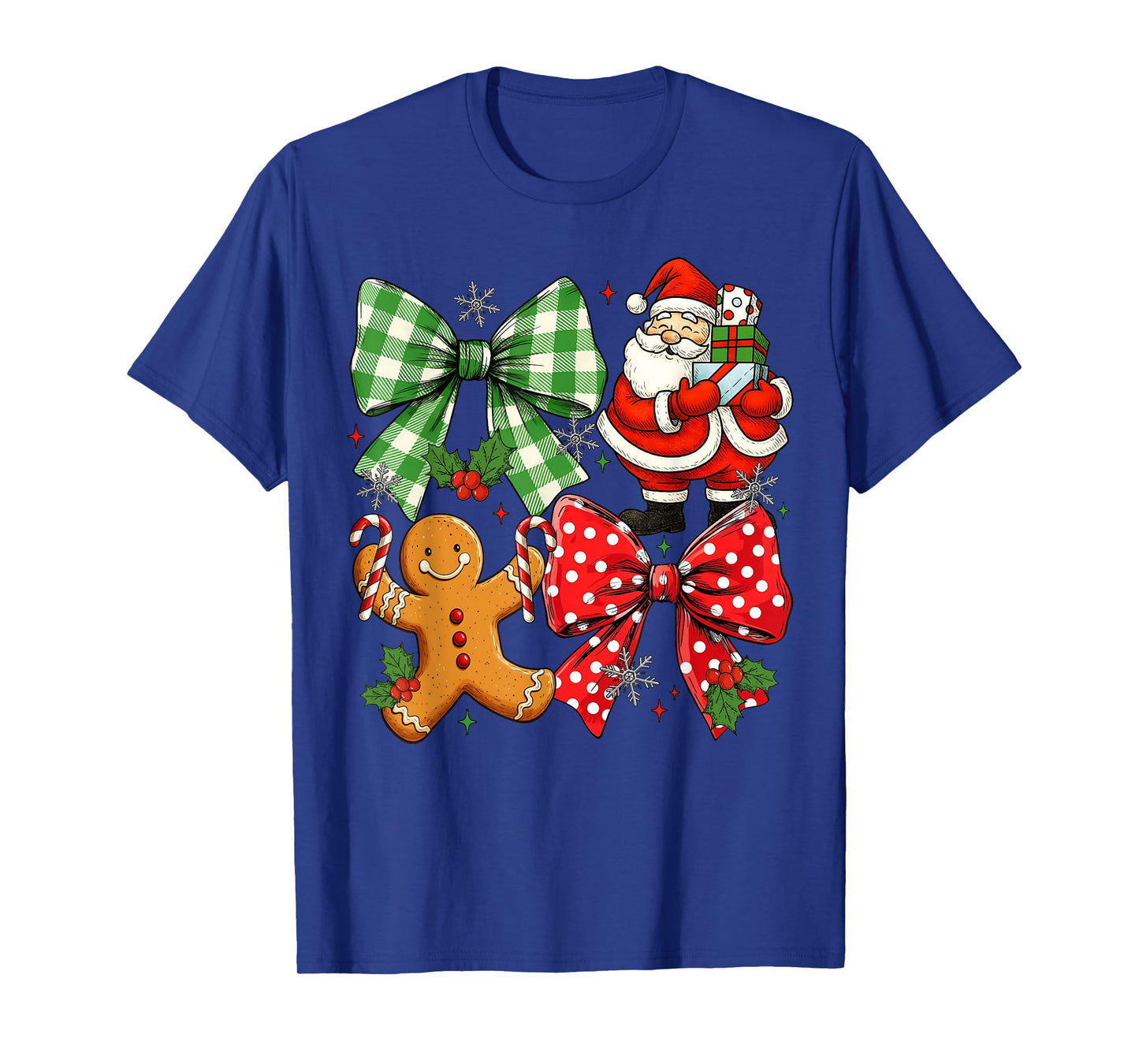 Christmas Santa Coquette Bow Retro Gingerbread Men Women Kid T-Shirt