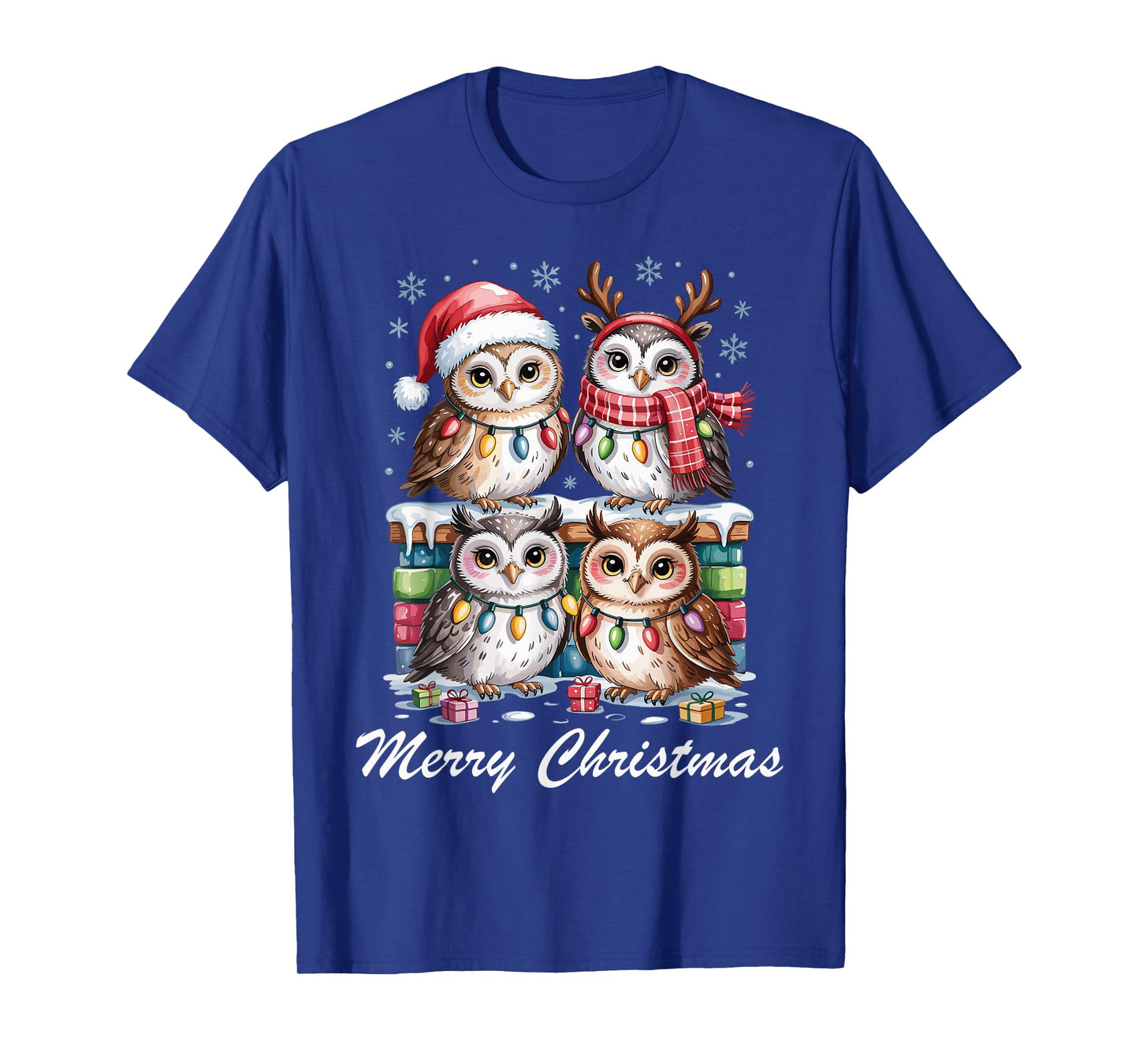 Owl Merry Christmas Cute Pet Lovers Funny Holiday Pajama T-Shirt