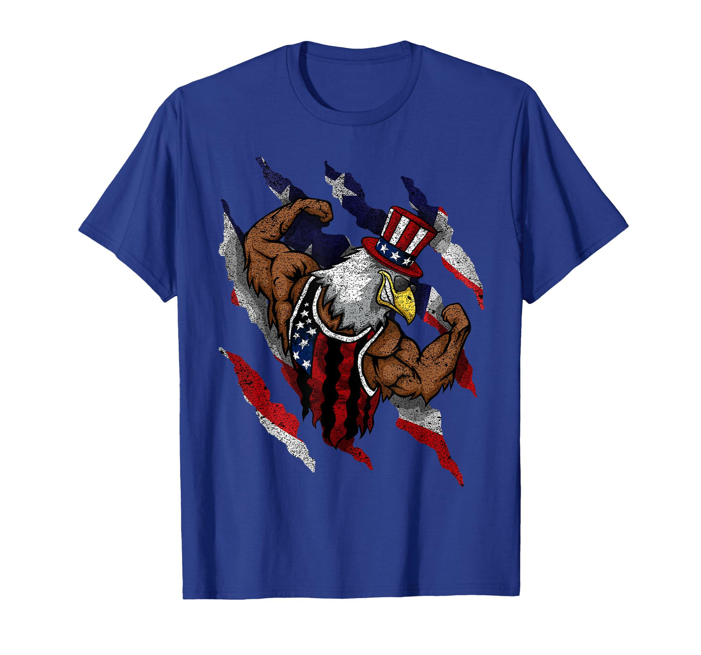 American Flag Muscular Bald Eagle Bike Flexing Uncle Sam T-Shirt for Women Kids Men