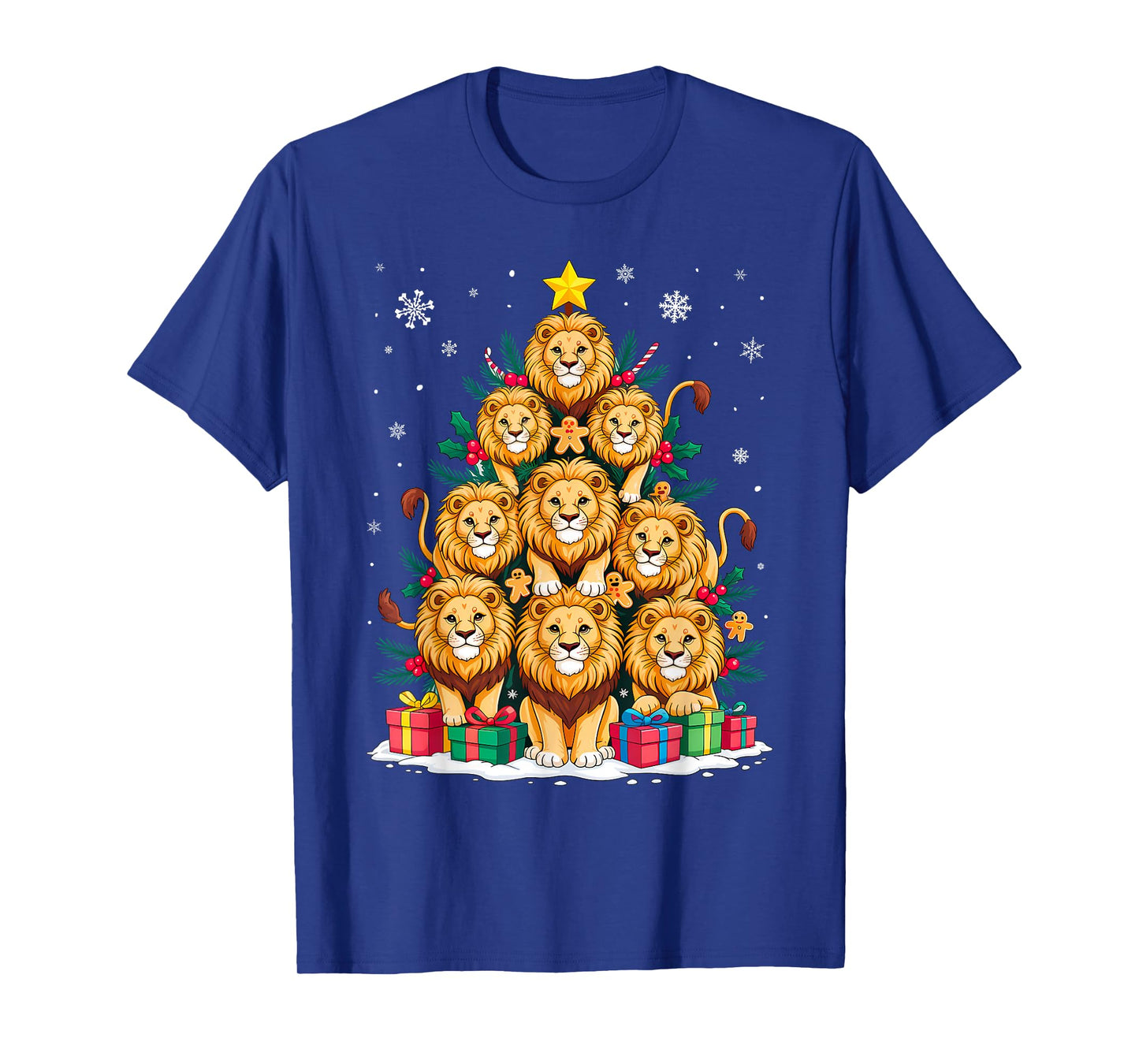 Lover Xmas Matching Santa Lion Christmas Tree T-Shirt