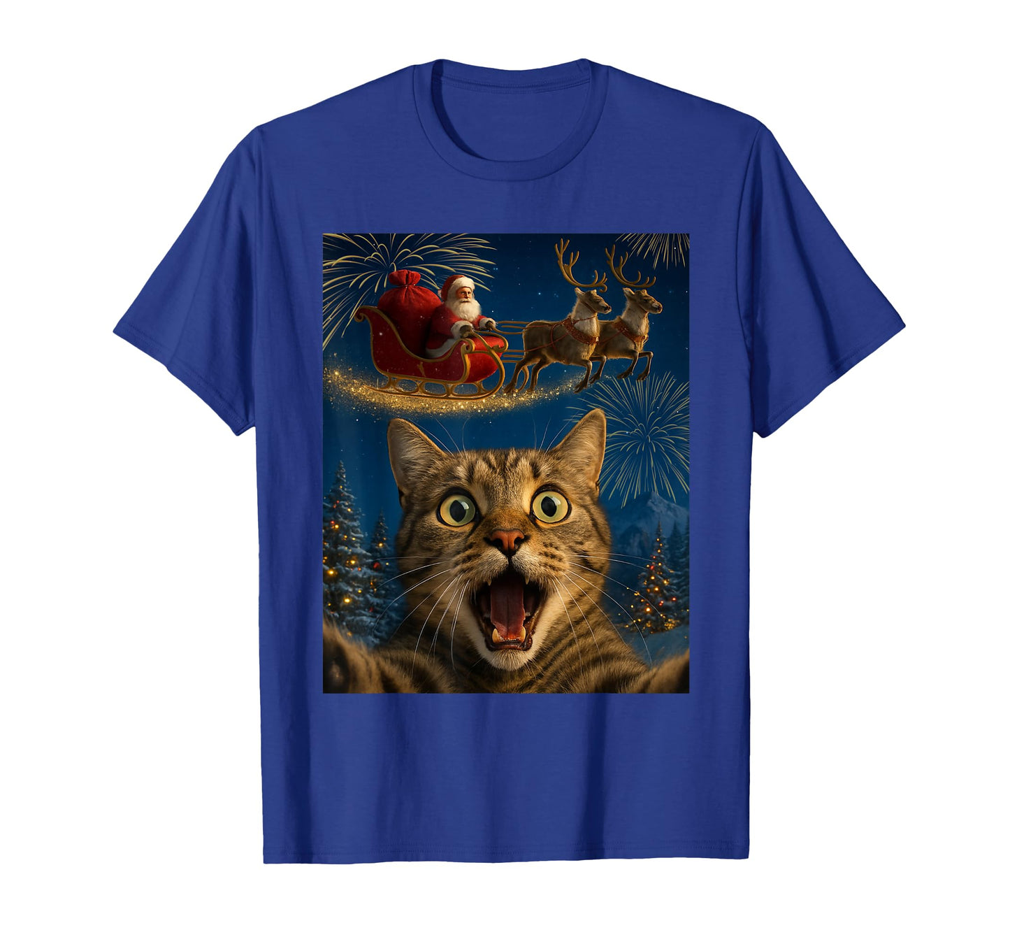 Funny Cat Selfie with Santa Christmas Xmas Meme T-Shirt