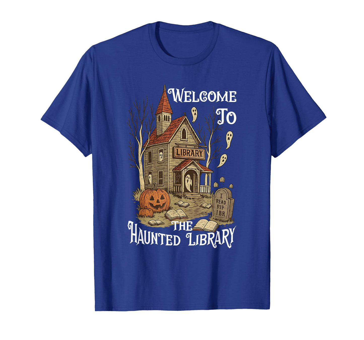 Salem Welcome to The Haunted Library Bookworm Halloween T-Shirt