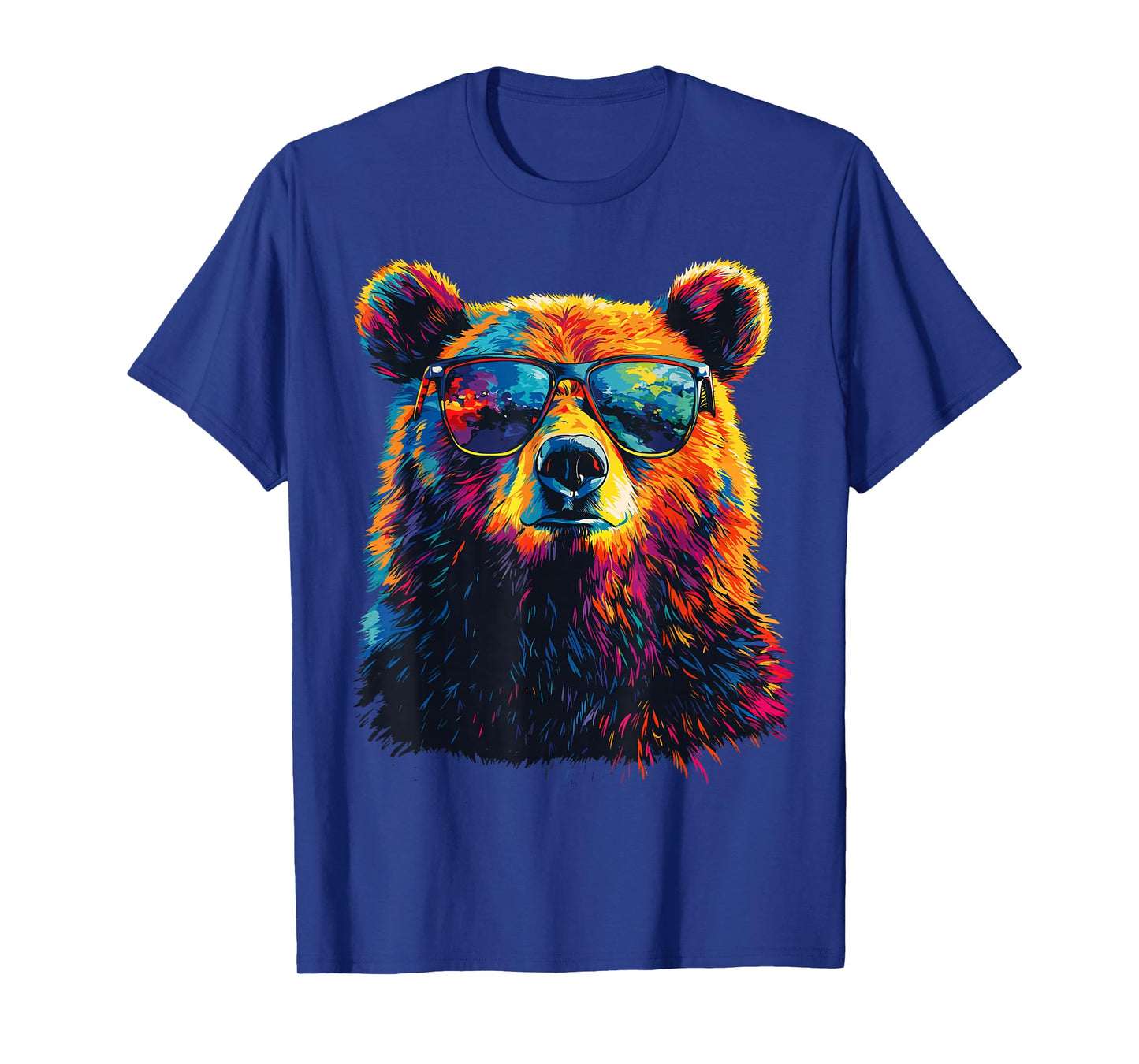 Bear Wearing Sunglasses Wildlife Graphic Colorful Bear T-Shirt