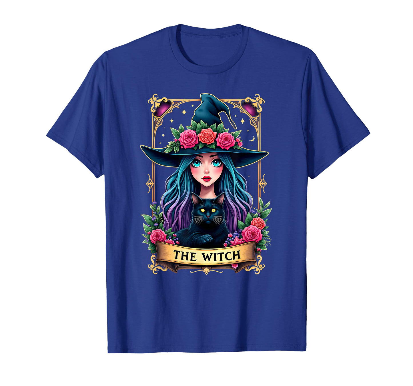 Gothic Tarot Card The Witch with Black Cat T-Shirt