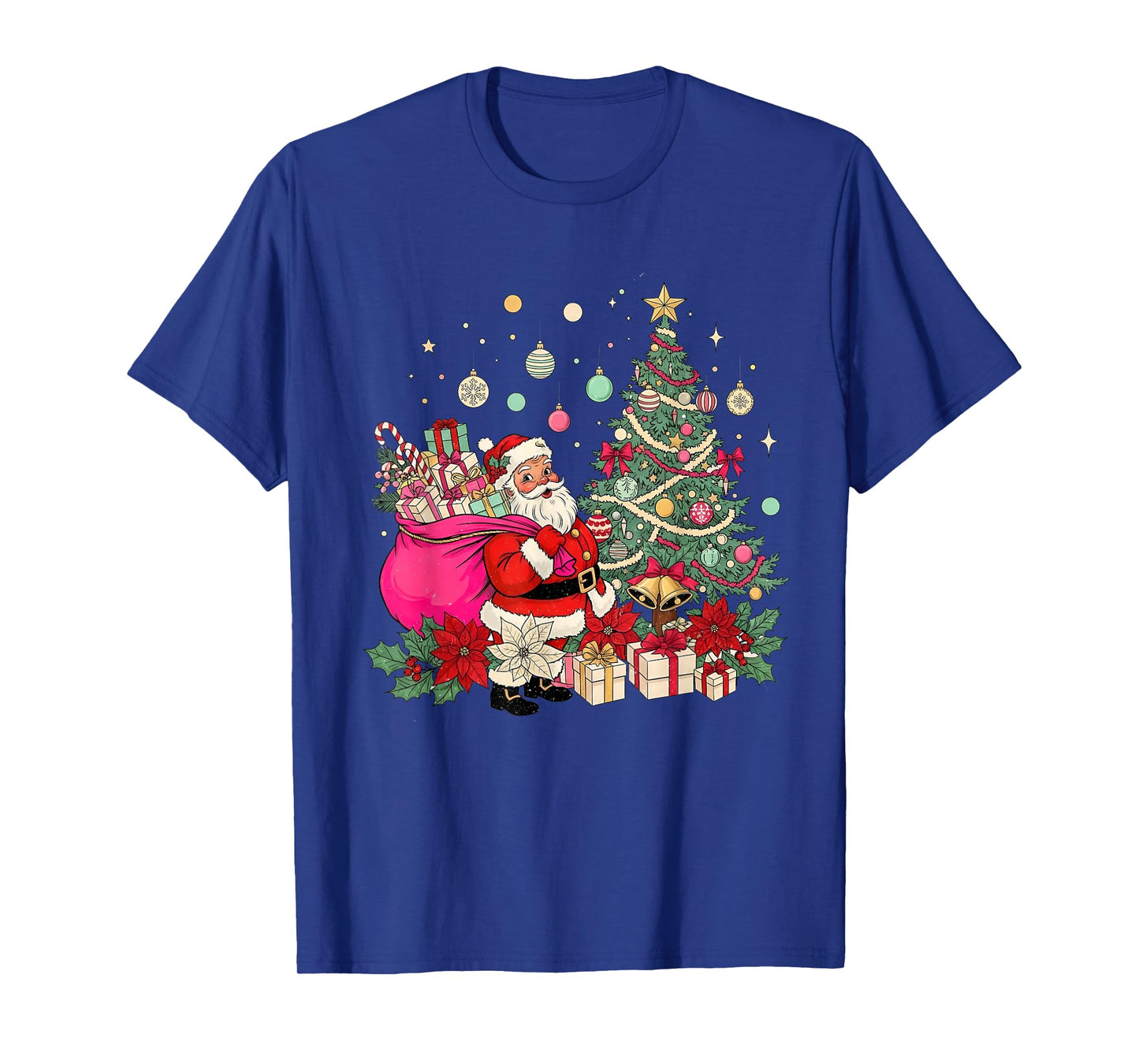 Coquette Bow Santa Christmas Tree Xmas Holiday T-Shirt