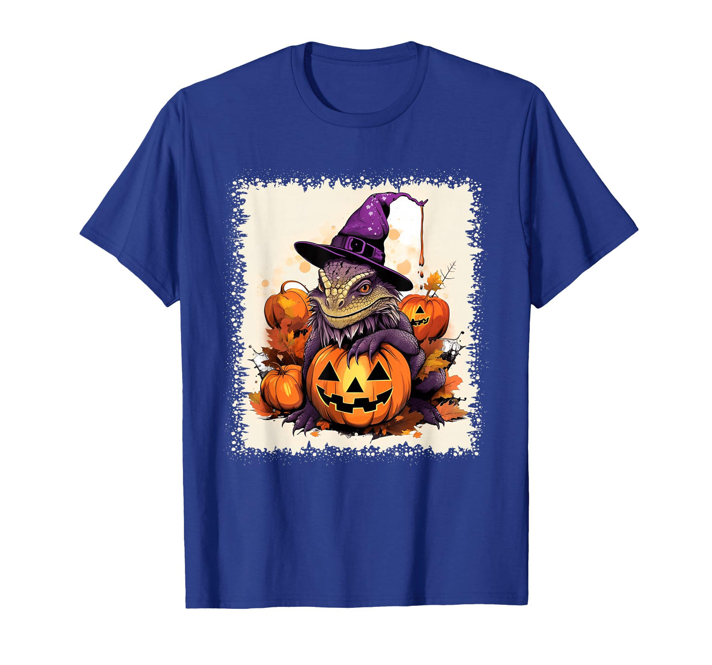 Bearded Dragon Witch Hat Pumpkin Halloween Kids Men Women T-Shirt