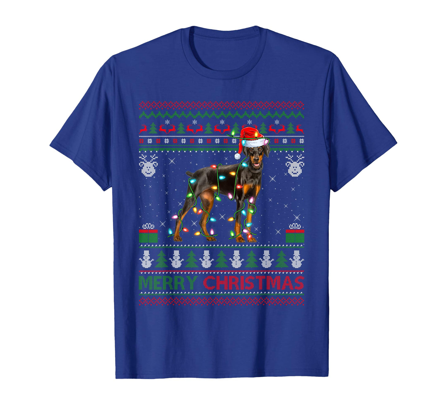 Doberman Dog Ugly Christmas Sweater Funny Pet Dog Lover Xmas T-Shirt