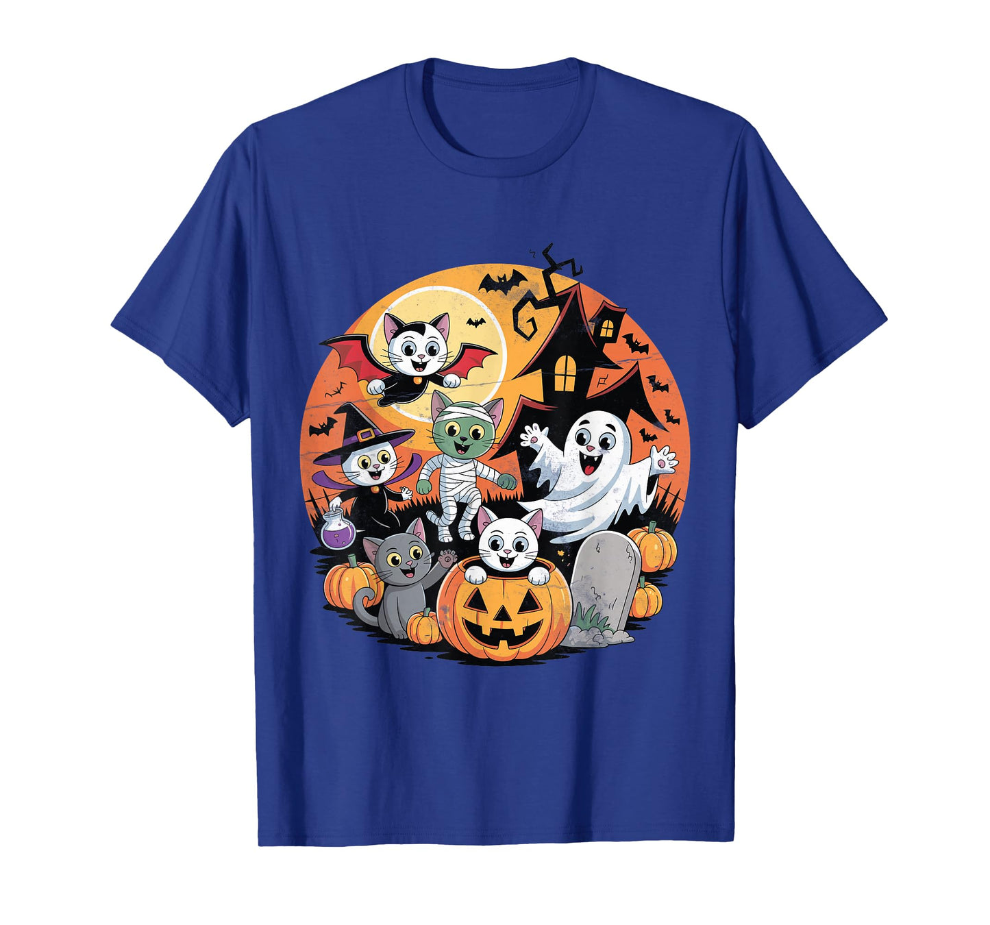 Funny Spooky Halloween Cats Costume Party Design T-Shirt