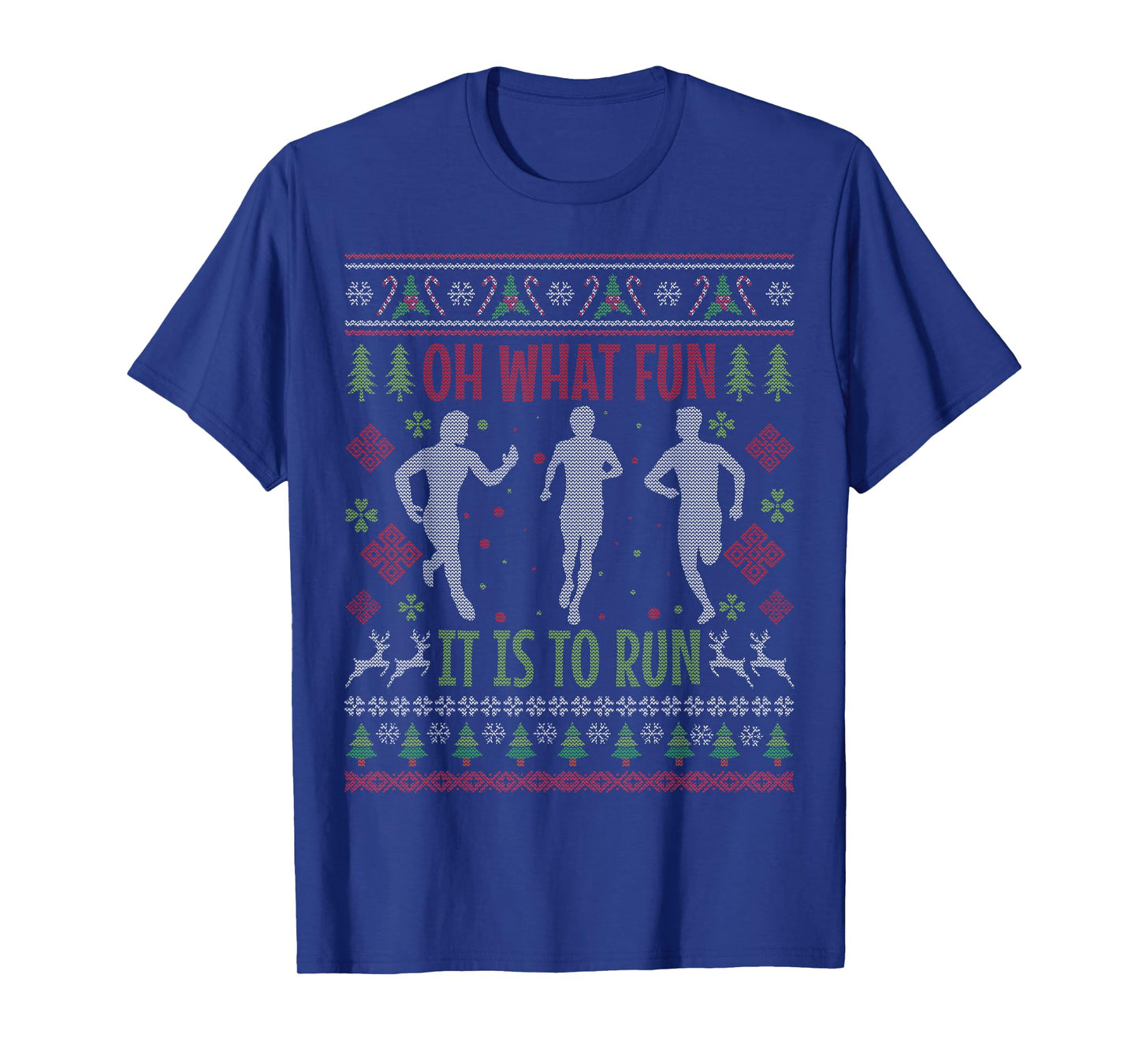 Oh What Fun It is to Run Funny Running Ugly Christmas T-Shirt
