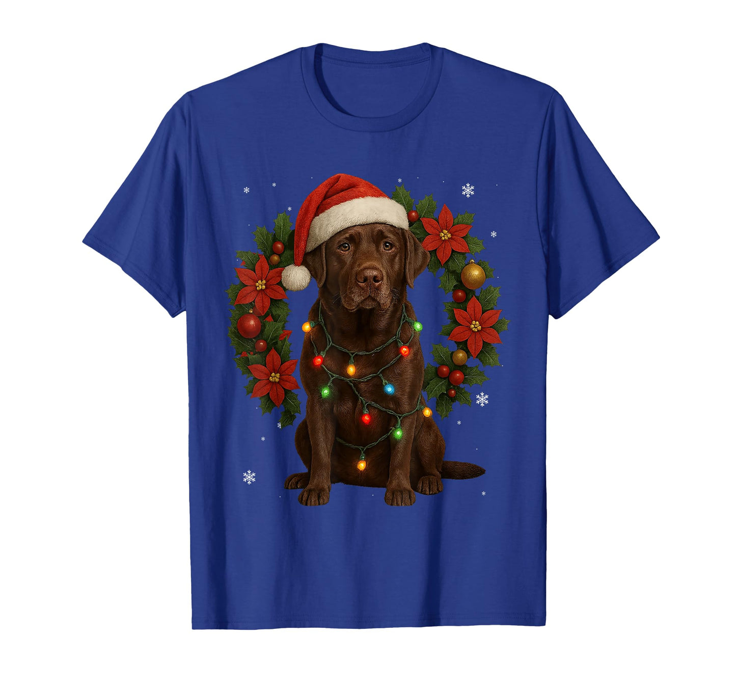 Chocolate Labrador Christmas Dog Festive Wreath Xmas T-Shirt