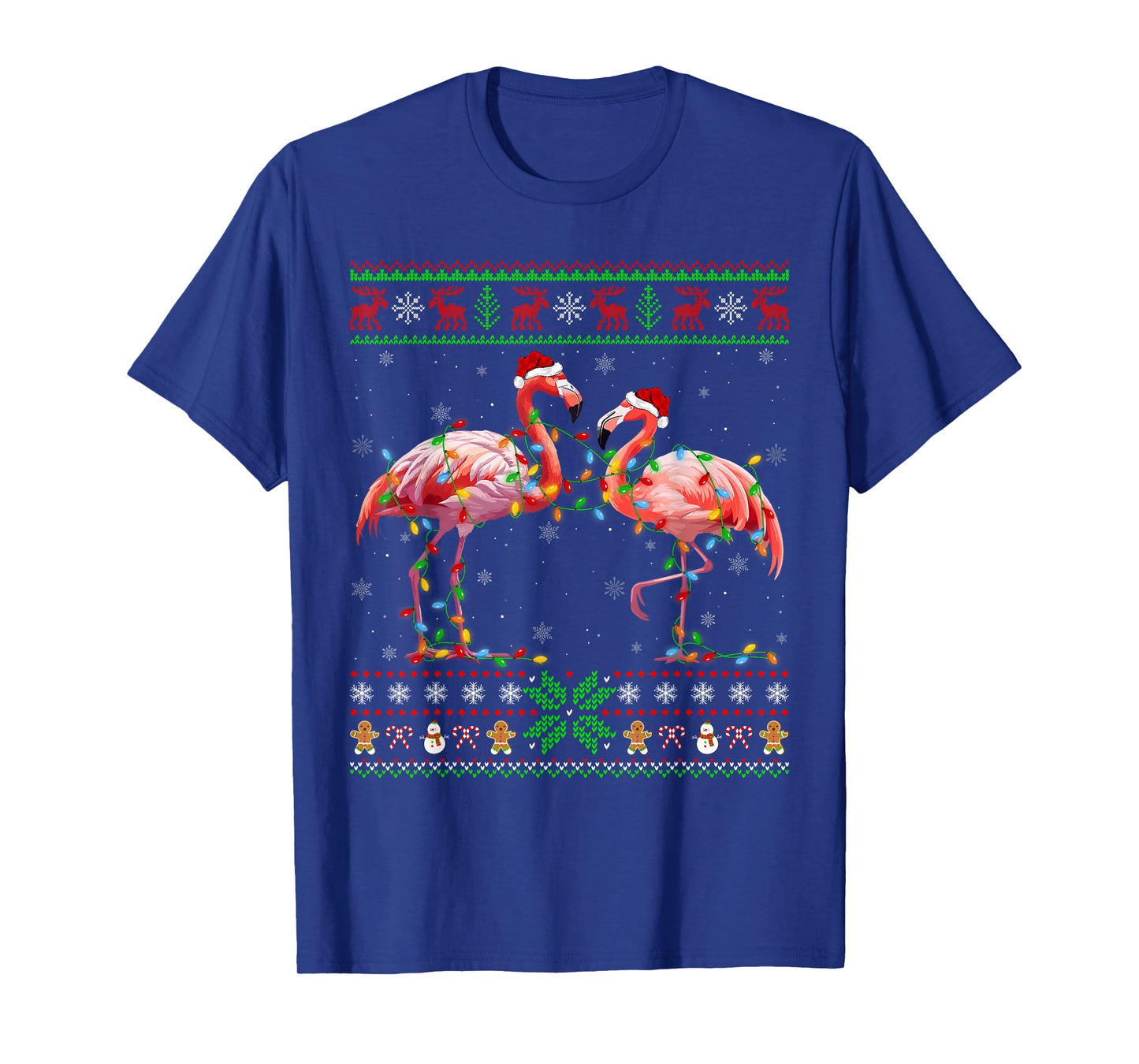 Ugly Xmas Sweater Lighting Santa Flamingo Christmas T-Shirt