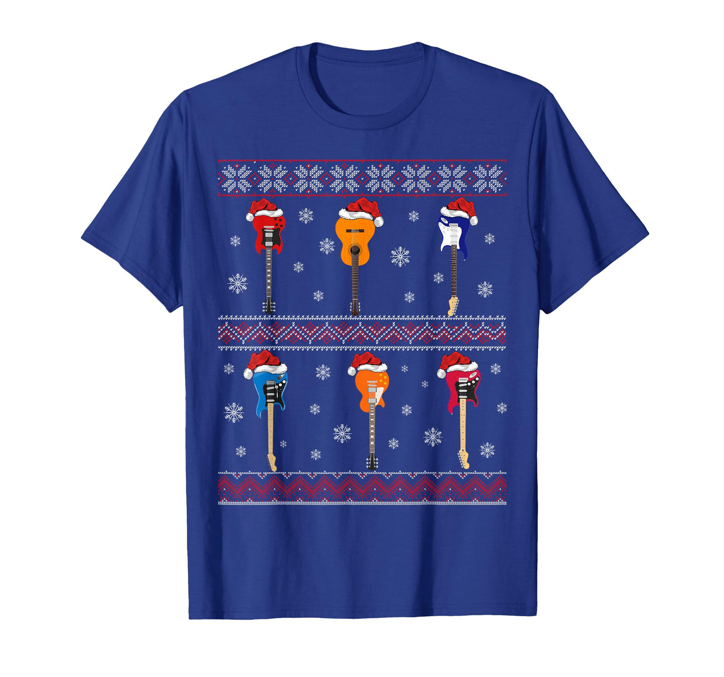 Guitarist Ugly Xmas Sweater Style Musical Guitar Christmas T-Shirt