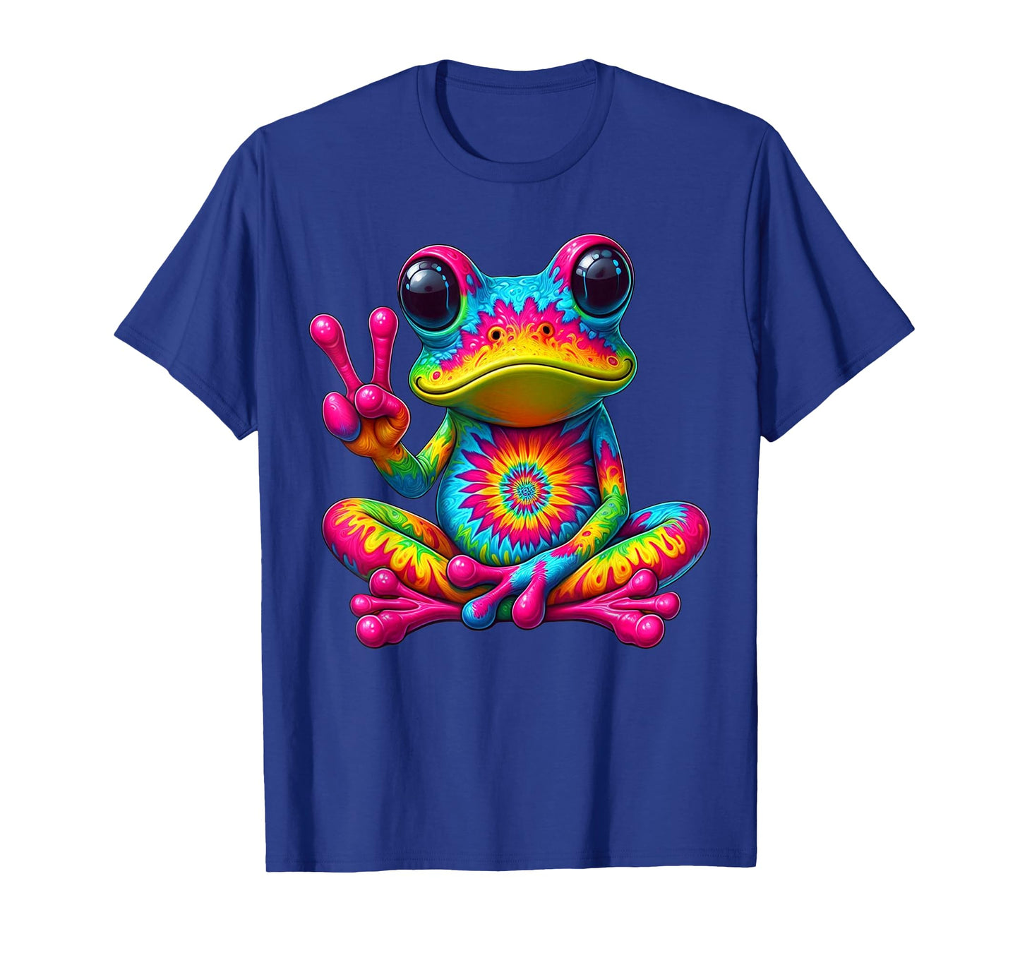 Cute Frog Tie-Dye Frog Peace Sign Hippie T-Shirt