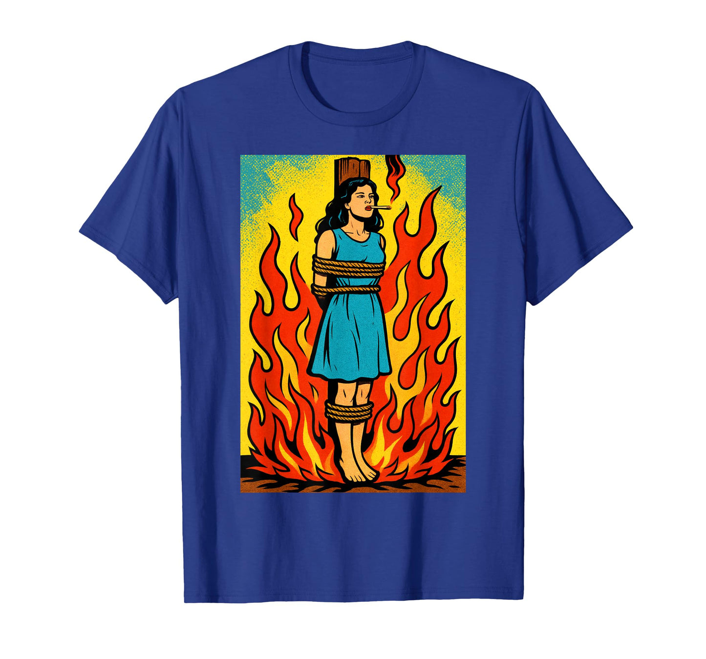 Witch Lighting Cigarette with Flames Occult Unholy Funny T-Shirt