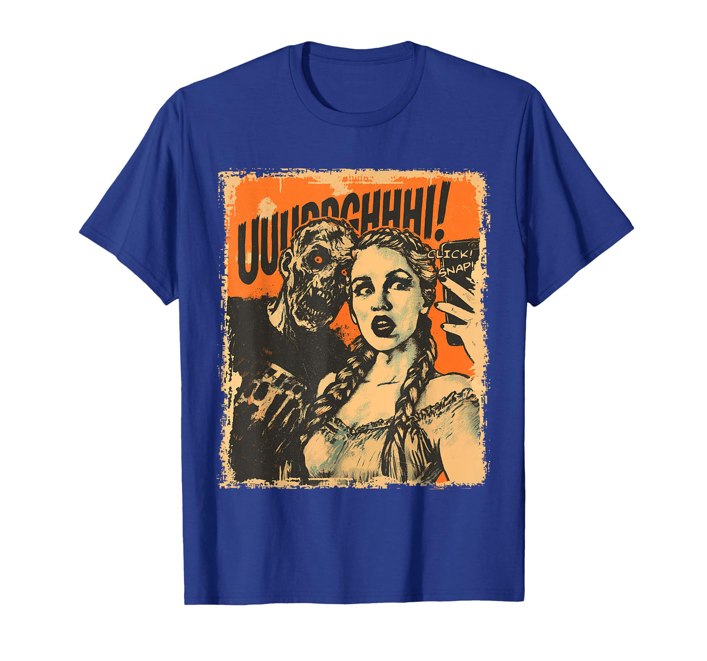 Halloween Zombie Selfie Retro Horror Comic Panel Art T-Shirt
